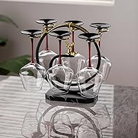 Vista 15 de Homya Soporte de sobremesa de metal para copas de vino - Estante de exhibición vertical para bar, cocina, mesa - Ofrece 6 vasos, plateado