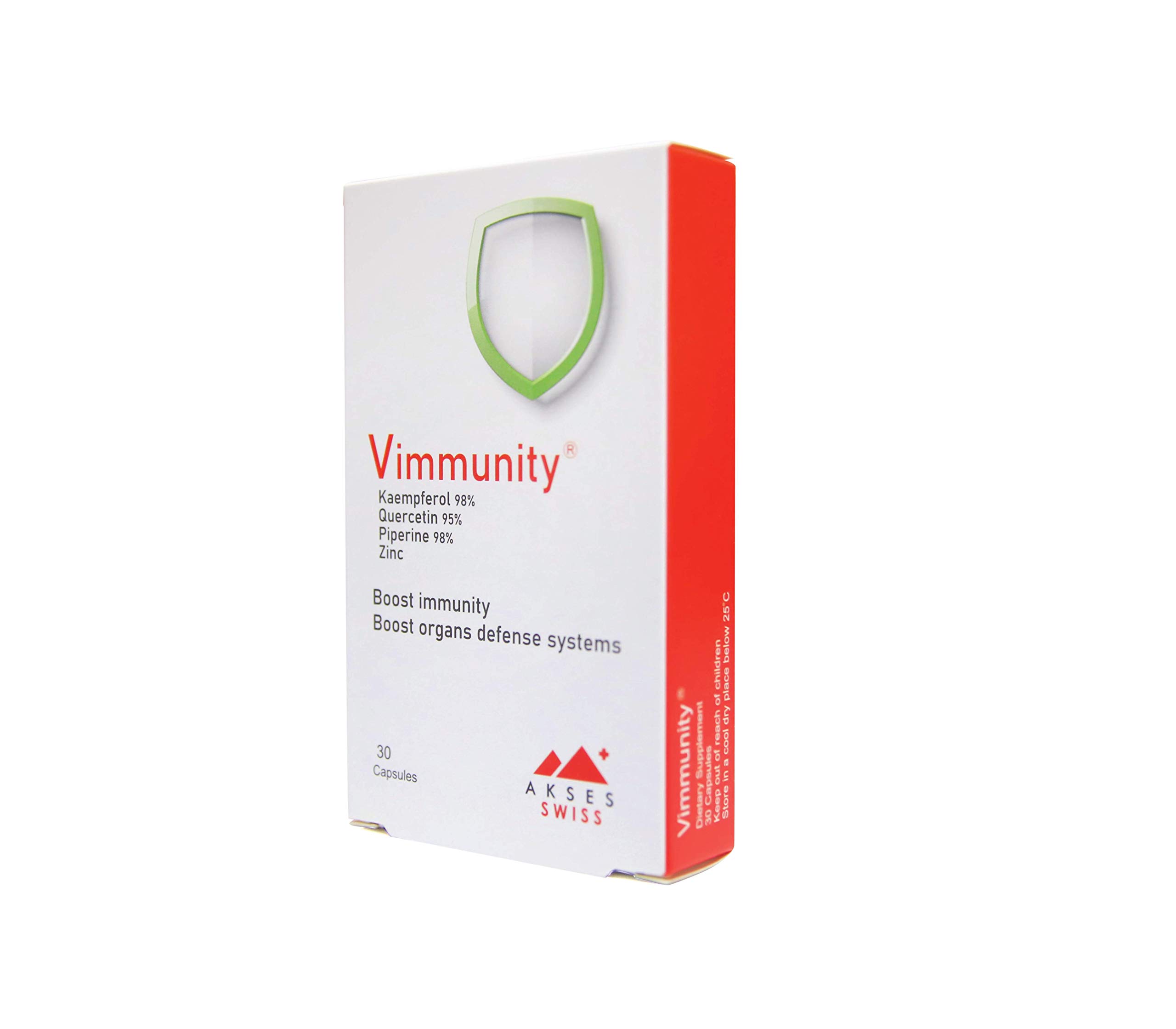 Akses Swiss Supplements, Vimmunity (Kaempferol and Quercetin with Zinc), Boost Immunity and Organs Defense System, 30 Capsules