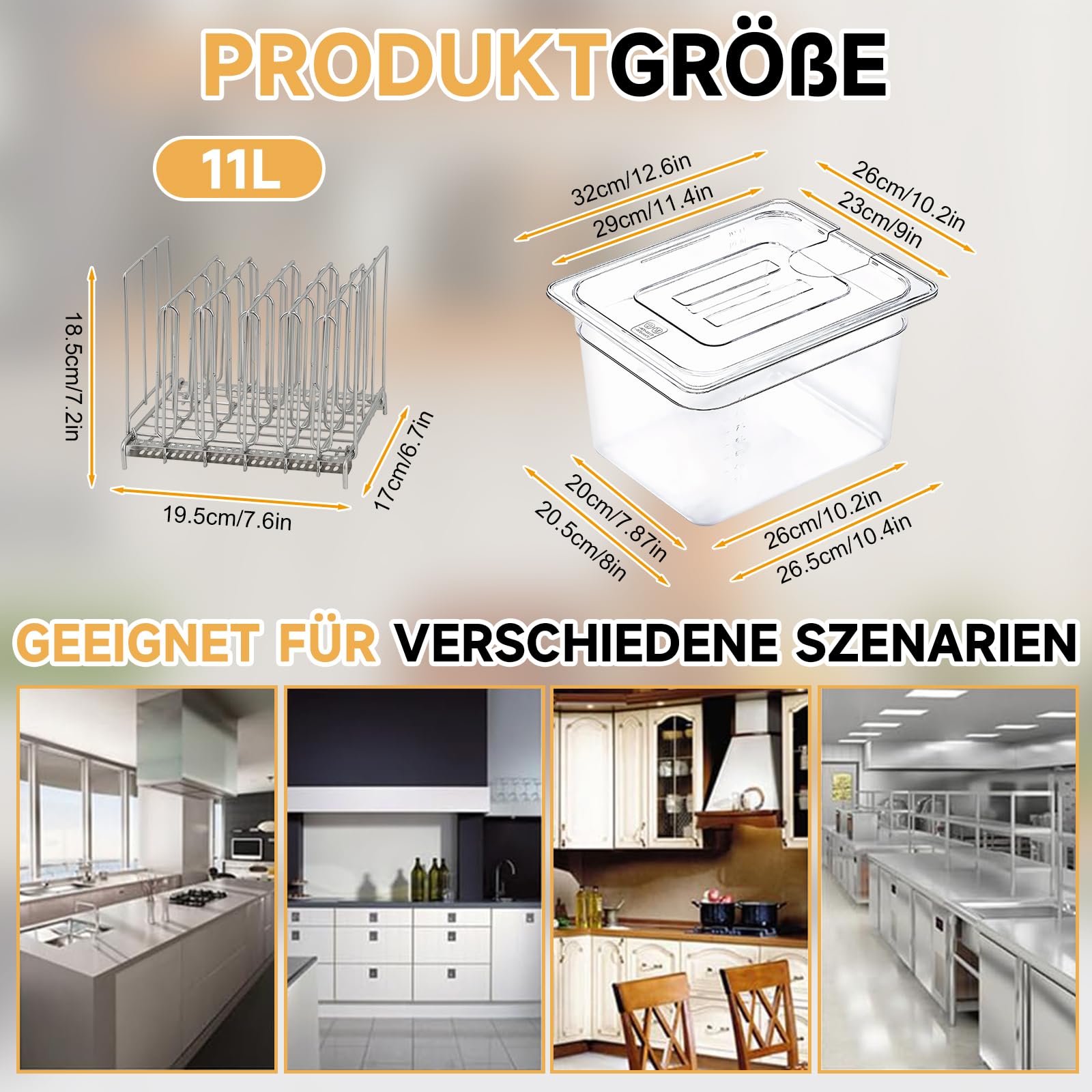 Sous Vide Behälter,Niedertemperatur-Slow Cooker mit Deckel, Fassungsvermögen 11 Liter mit Deckel und Tablett zum Garen vieler Marken von Steaks, Beefsteaks