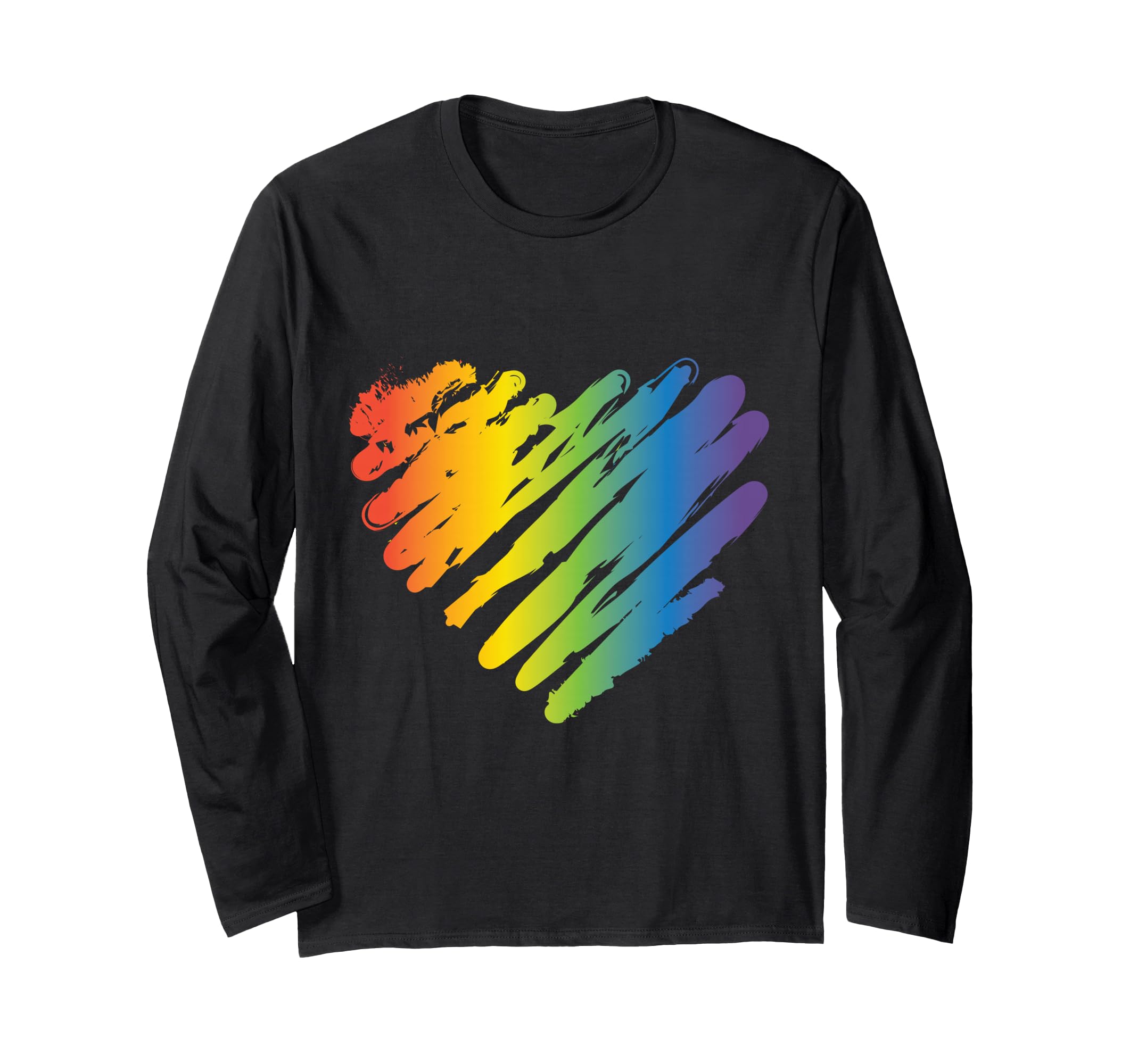 Pride Rainbow Gradient Colored Heart Long Sleeve T-Shirt