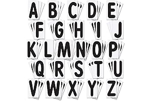 3 Inch Tall White on Black Outdoor Sign Letters, 3 Sets of Each Letter