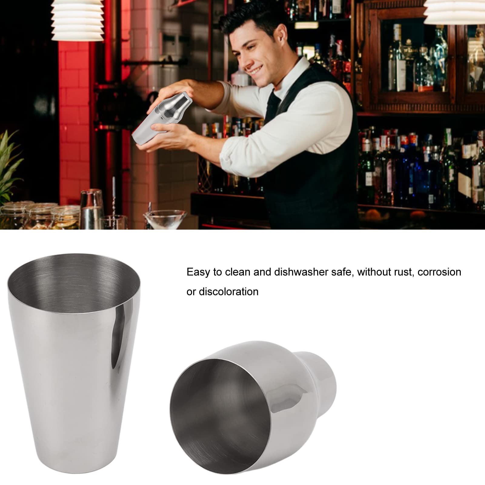 Amazon | ステンレススチールカクテルシェーカー、フレンチスタイルの