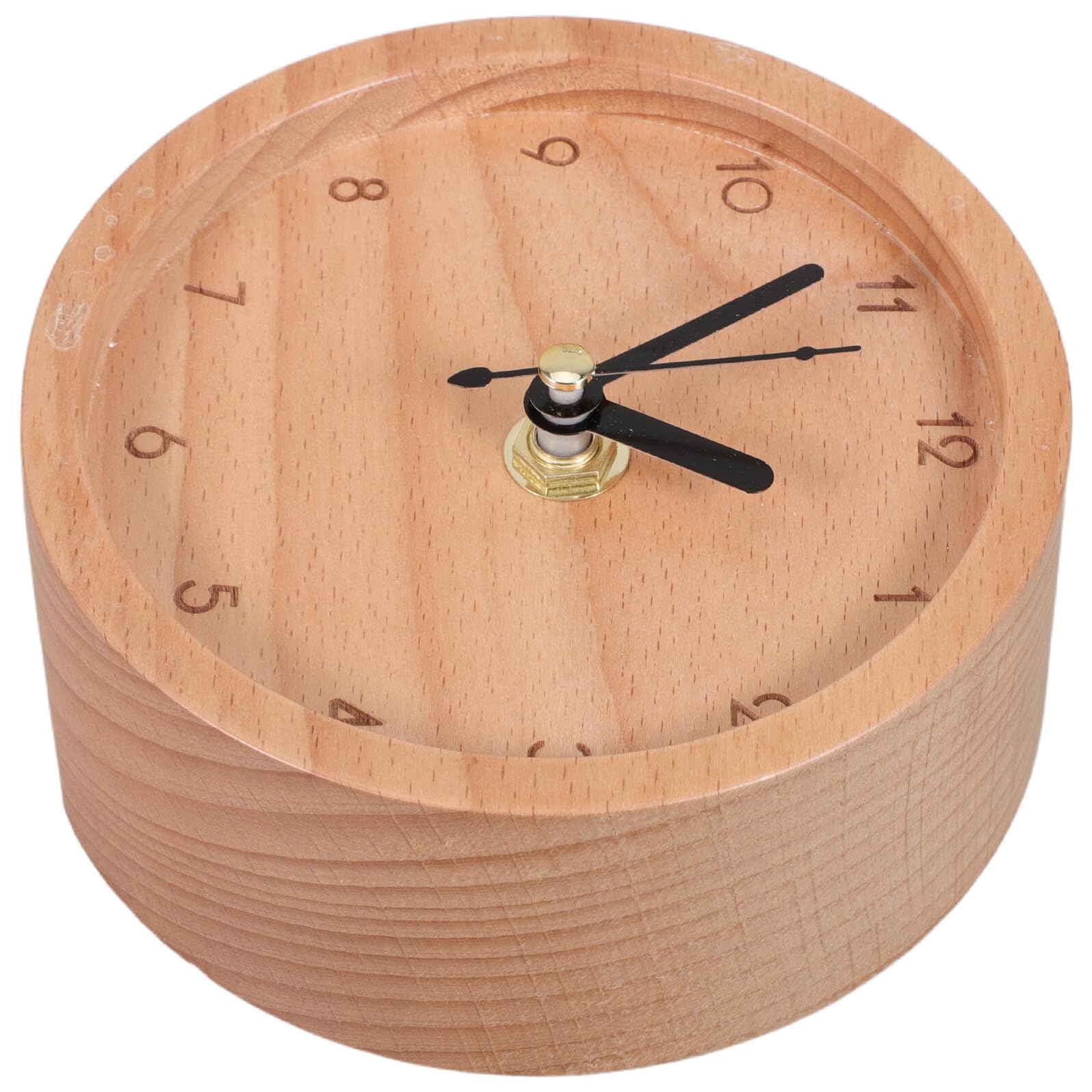 Reloj de madera de haya premium Gadpiparty con acabado liso redondo y diseño minimalista de mesa