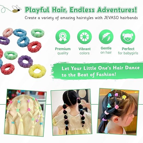 Miniatura 10 de Paquete de 100 bandas elásticas multicolor para el cabello grueso para el cabello de bebé y niña, bandas elásticas para el cabello antideslizantes y