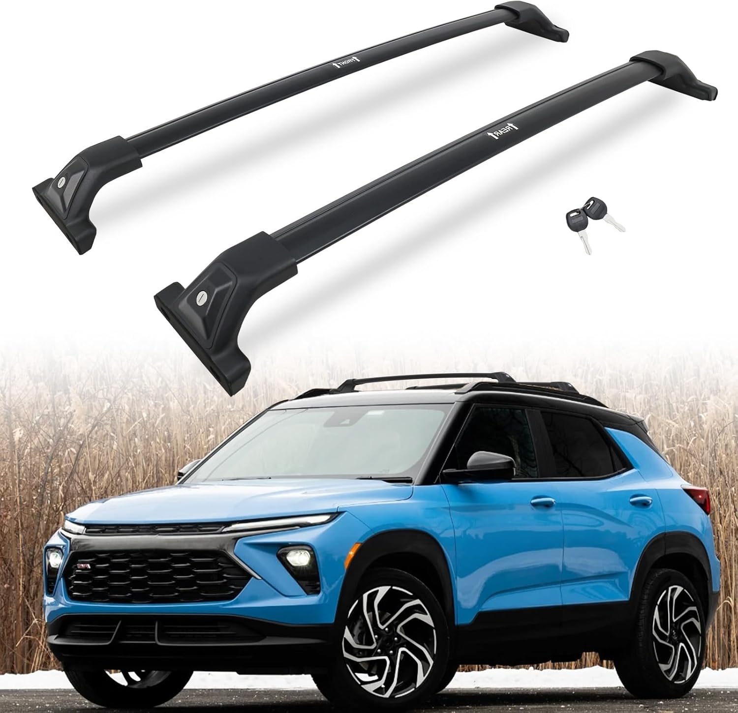 265LBS Lockable Cross Bars Roof Rack Fit for Chevrolet Chevy Trailblazer 2021-2026 Aluminum Crossbars Cargo Bar Luggage Baggage Carrier Rooftop Accessories, for Storage Bag Kayak Canoe Bike