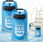 2 Pack 25lb Heavy Duty Pool Ladder Weights, Universal Above Ground Pool Step Sand Bags with Handles, 500D PVC Durable Waterproof & Foldable Sandbags for Swimming Pool Stairs (Sky Blue)
