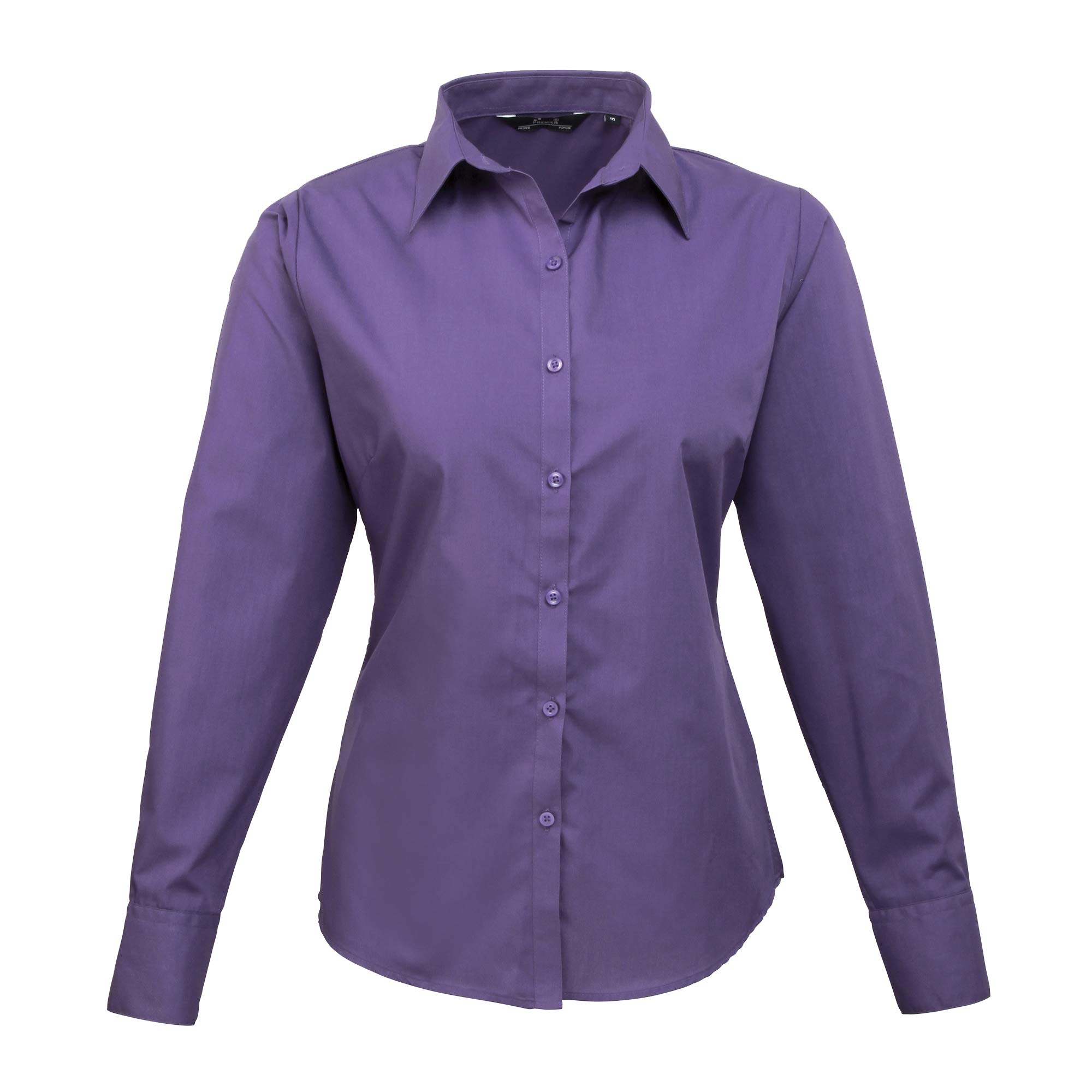 Premier Womens/Ladies Poplin Long-Sleeved Blouse (8) (Purple)