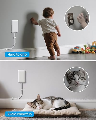 Miniatura 4 de TROND Regleta de alimentación con cubierta de tomacorriente, cable de extensión plano corto de 3 pies con 8 salidas de CA y 4 puertos USB, 13A1625W,