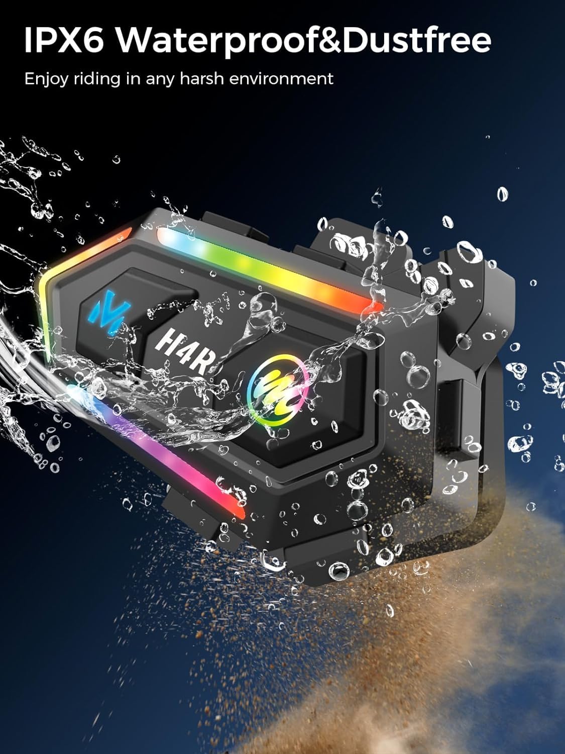 Moman Casque Moto, H4R avec RGB Casque sans Fil stéréo à Usage Unique