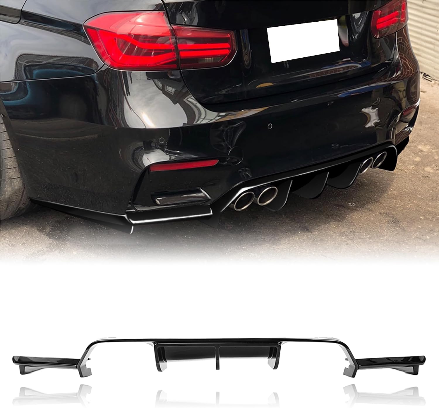 Rear Diffuser Compatible with 2014-2020 BMW F80 M3/ F82 M4/ F83 M4 Bumper Diffuser, Gloss Black Painted