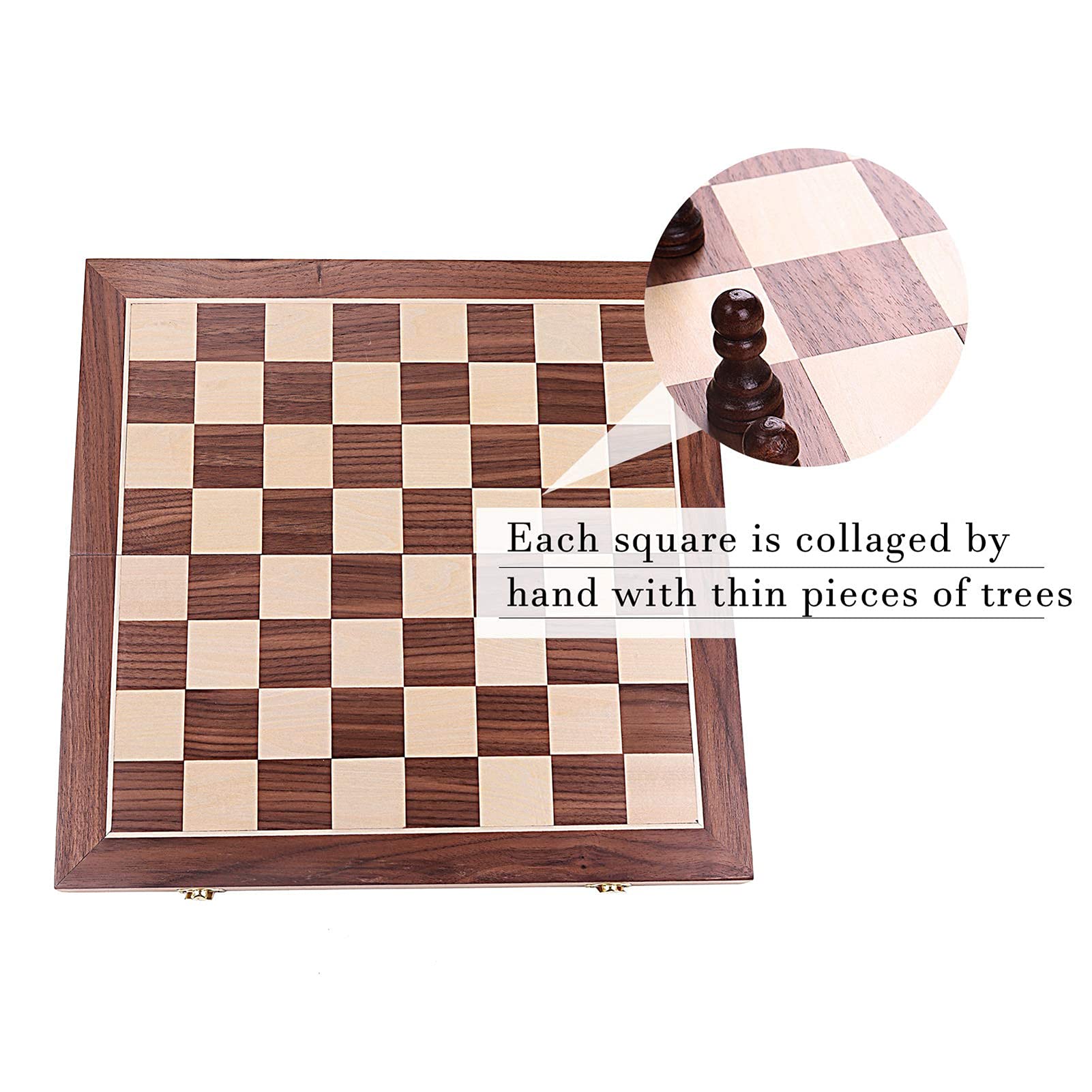 Amazon | 15” x 15” Magnetic Chess Set, Folding Wooden Chess Set