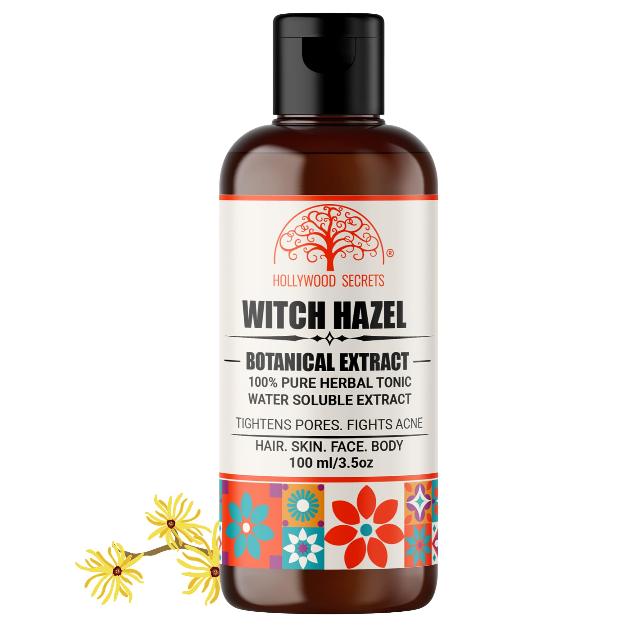 Hollywood Secrets Pure 85% Witch Hazel Liquid Botanical Extract | Anti-Acne | Skin | Hair |100ml-image-9