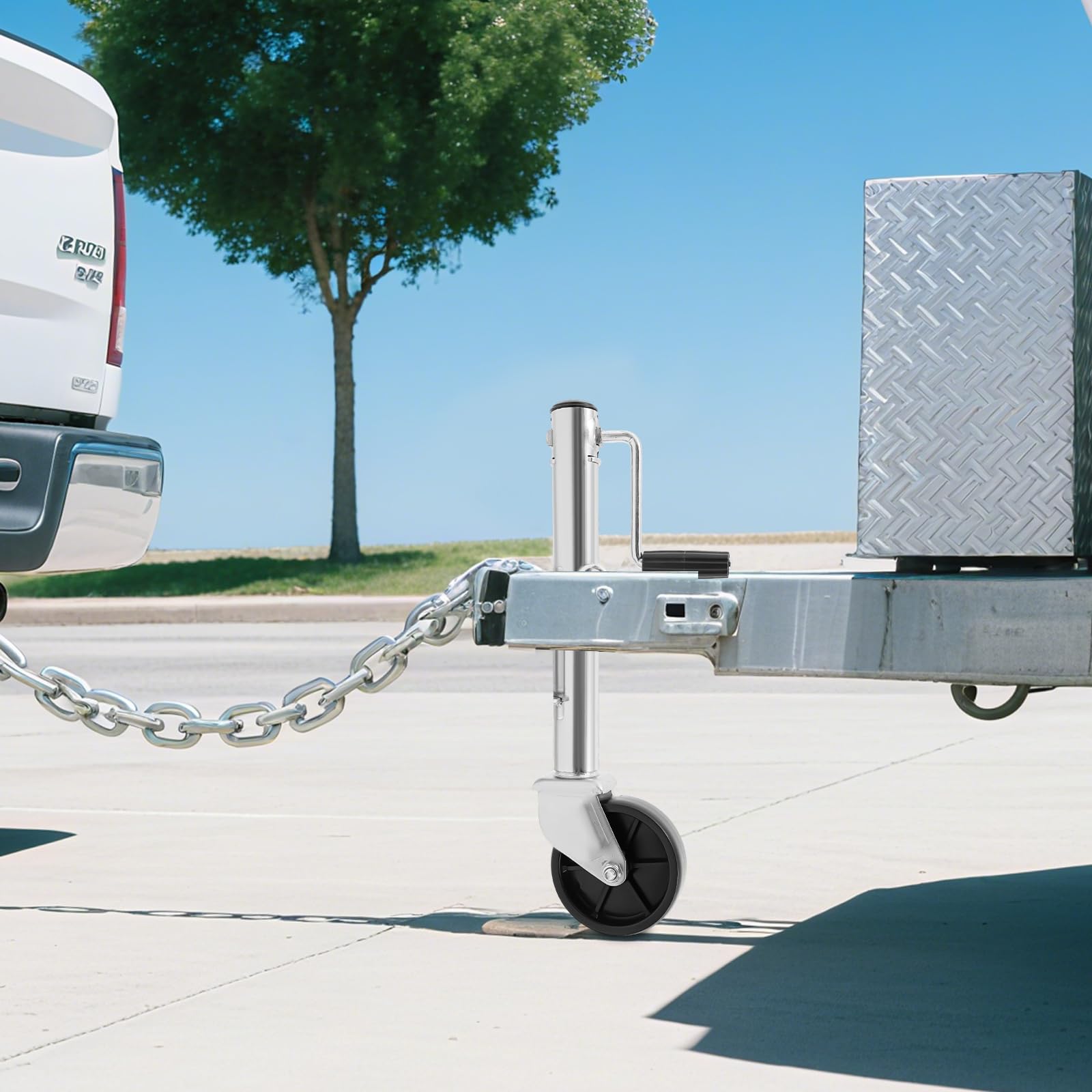 Anhängerheber mit 6-Zoll-Rad, Generisch 540 kg Stützrad, Schwenkbarer Anhänger Stützrad Schwerlast Automatik Hänger Stützrad Höhenverstellbar Stark,Automatik Wohnwagen Trailer Rad