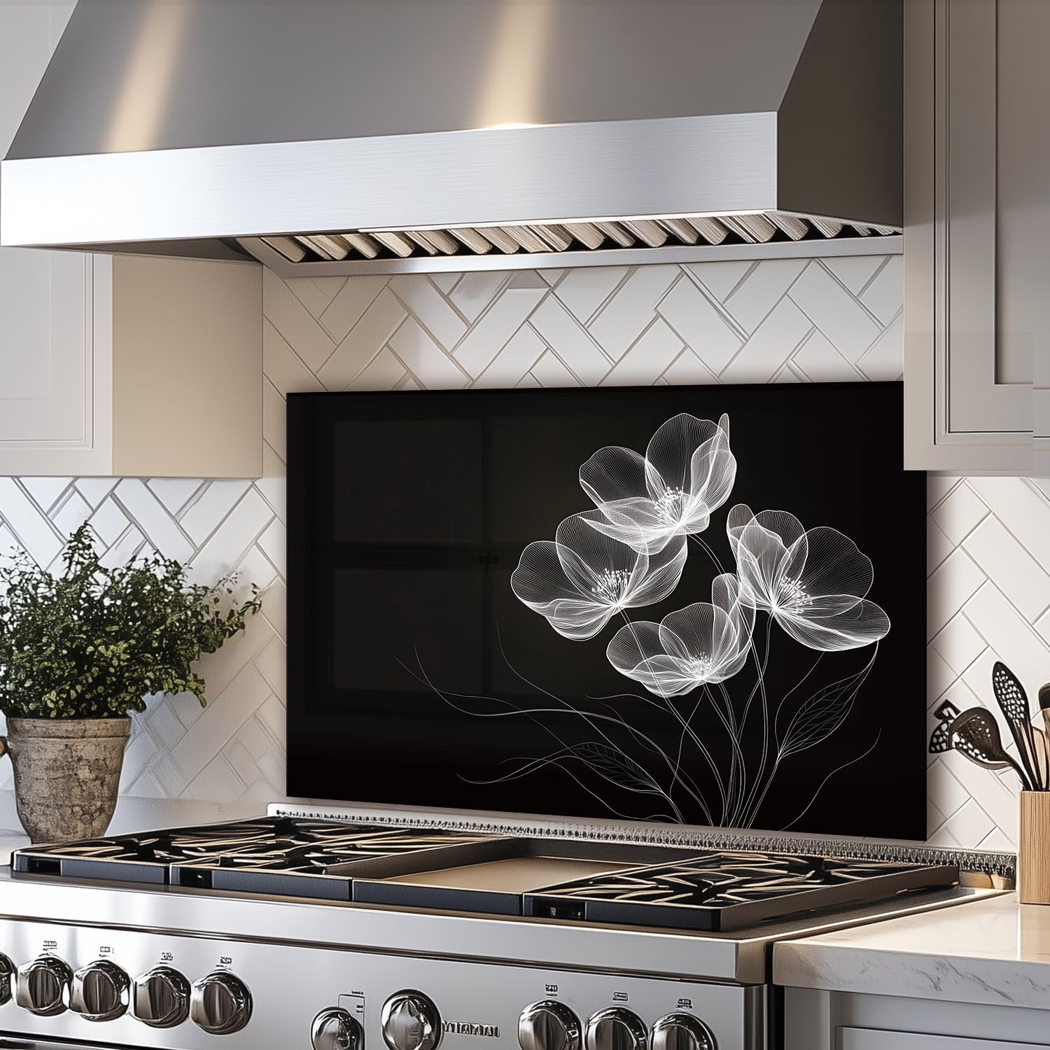 Amazon.com: LMSDYSHU Black Tempered Glass Backsplash for Kitchen