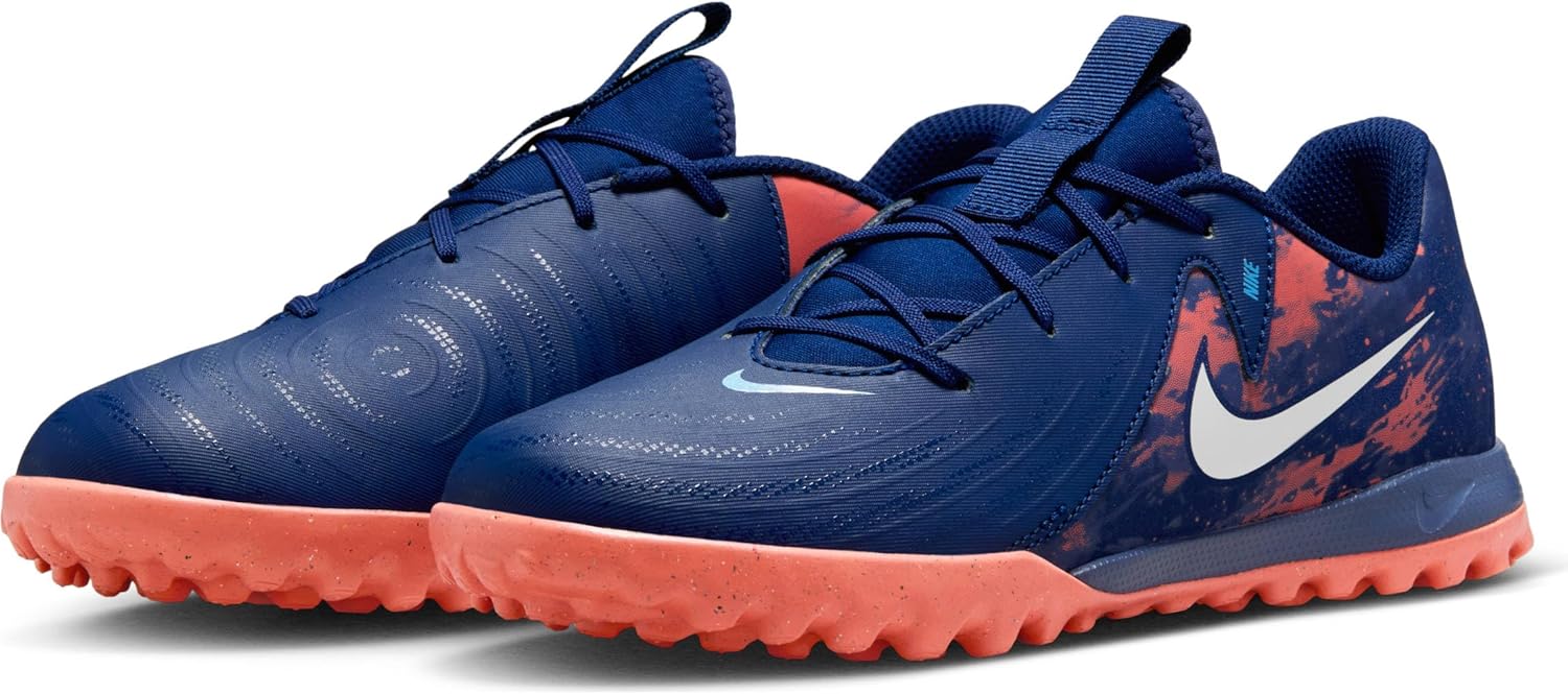 Nike Jr. Phantom GX 2 Academy Erling Haaland Big Kids' TF Low-Top Soccer Shoes (HF1608-400, Blue Void/Chrome) Size 1