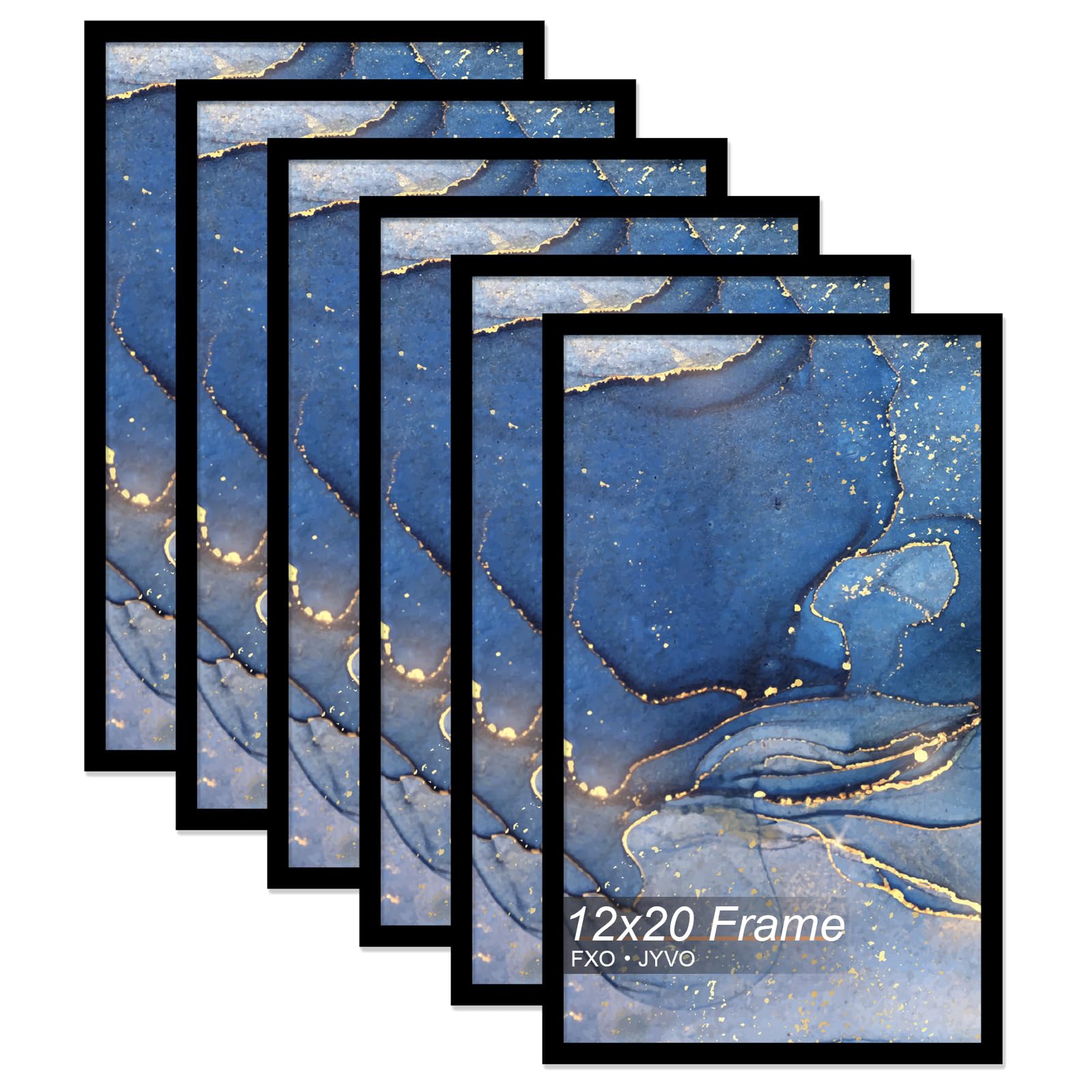 Fxojyvo 12x20 Picture Frame Set of 6, Black Frame for 12 x 20 Inch Picture Poster Photo, Light Weight and High Transparent 12 by 20 Frame for Wall - 6 Pack/Black/12 x20 — image 1