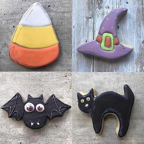 Miniatura 6 de LILIAO Juego de cortadores de galletas de Halloween, 7 piezas, cortadores de calabaza, calavera, murciélago, fantasma, sombrero de bruja, maíz de