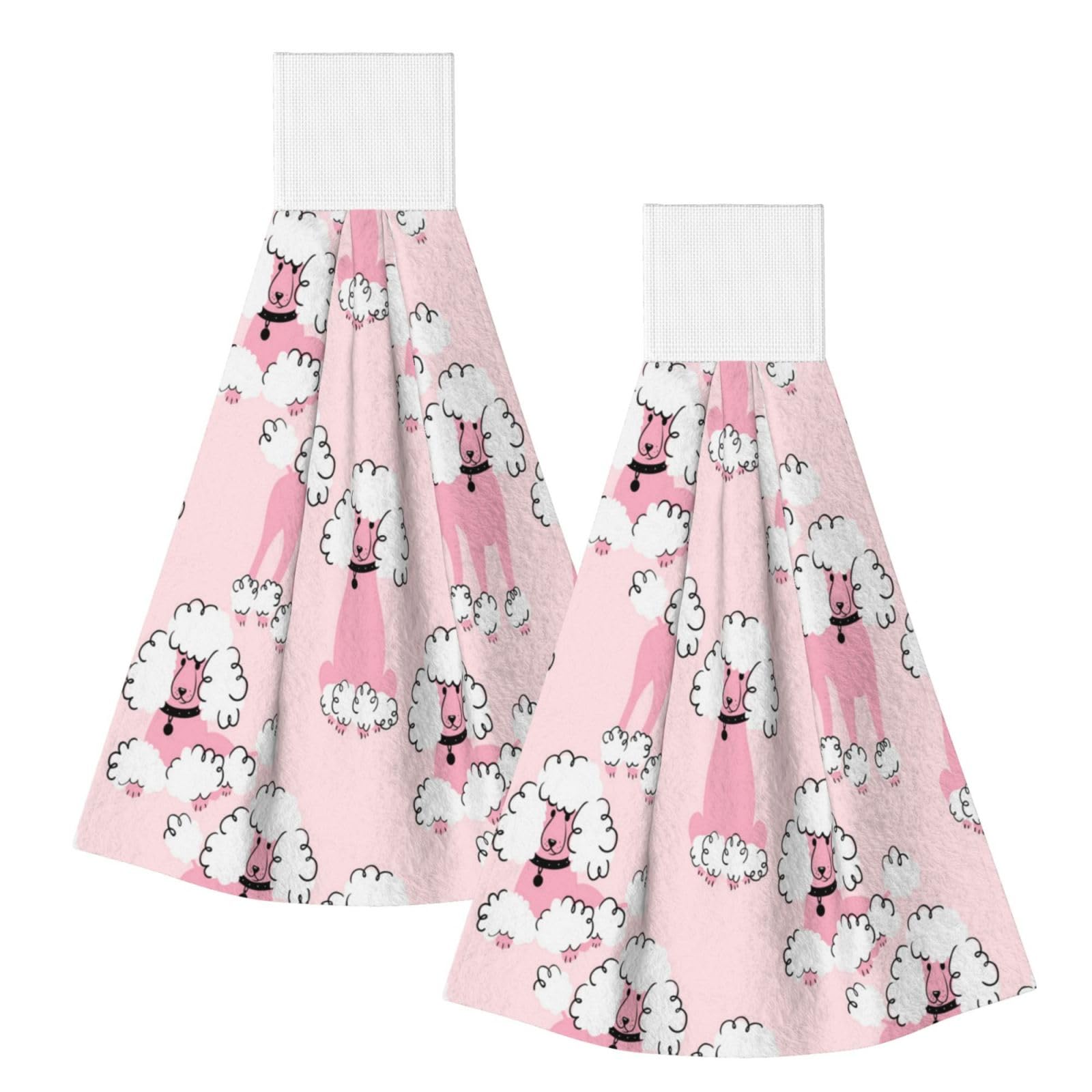 DOPKLNA Doodle Poodle, 2 Pcs Hanging Coral Fiber Hand Towels for Bathroom, Absorbent Kitchen Towels