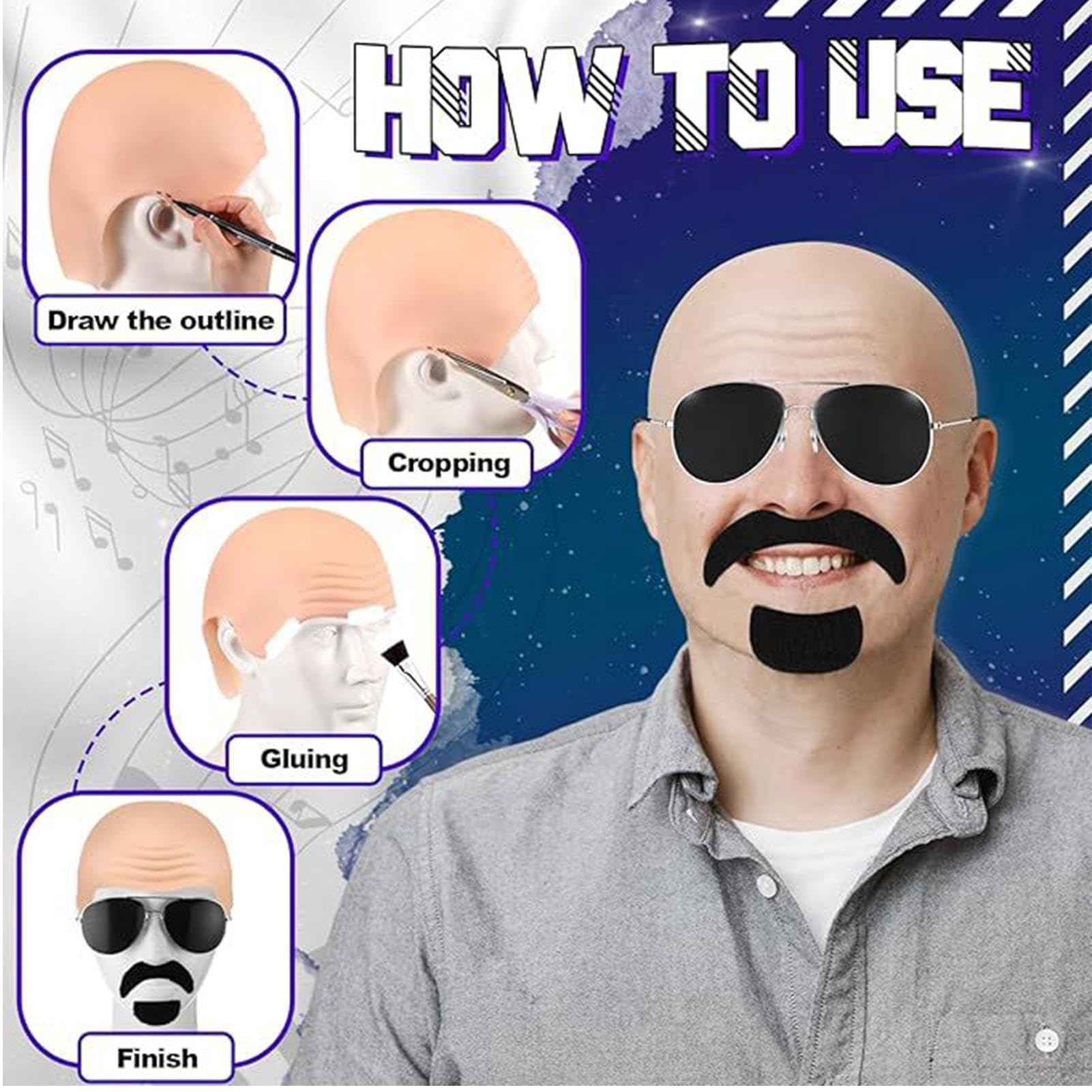 Bald Caps Kostium Halloween Cosplay Makijaż Okulary Kyjkowa Peruka Głowa Access | Łysa peruka czapki dla dorosłych kobiet mężczyzn cosplay makijaż taniec impreza