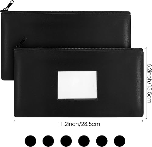 Miniatura 2 de 20 bolsas de dinero con cremallera de 11 x 6 pulgadas, bolsa de dinero de seguridad a granel con ventana transparente, cartera de dinero de cuero