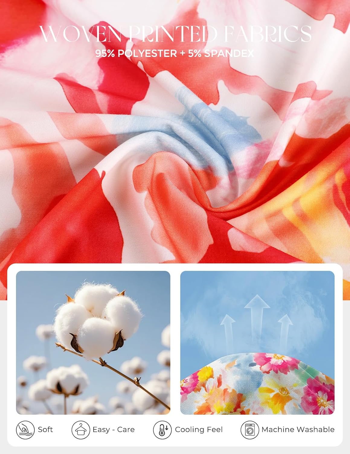 GRACE KARIN Women's Summer Casual Dress,Floral Sleeveless Midi Dress,Beach Vacation Dresses - Image 5