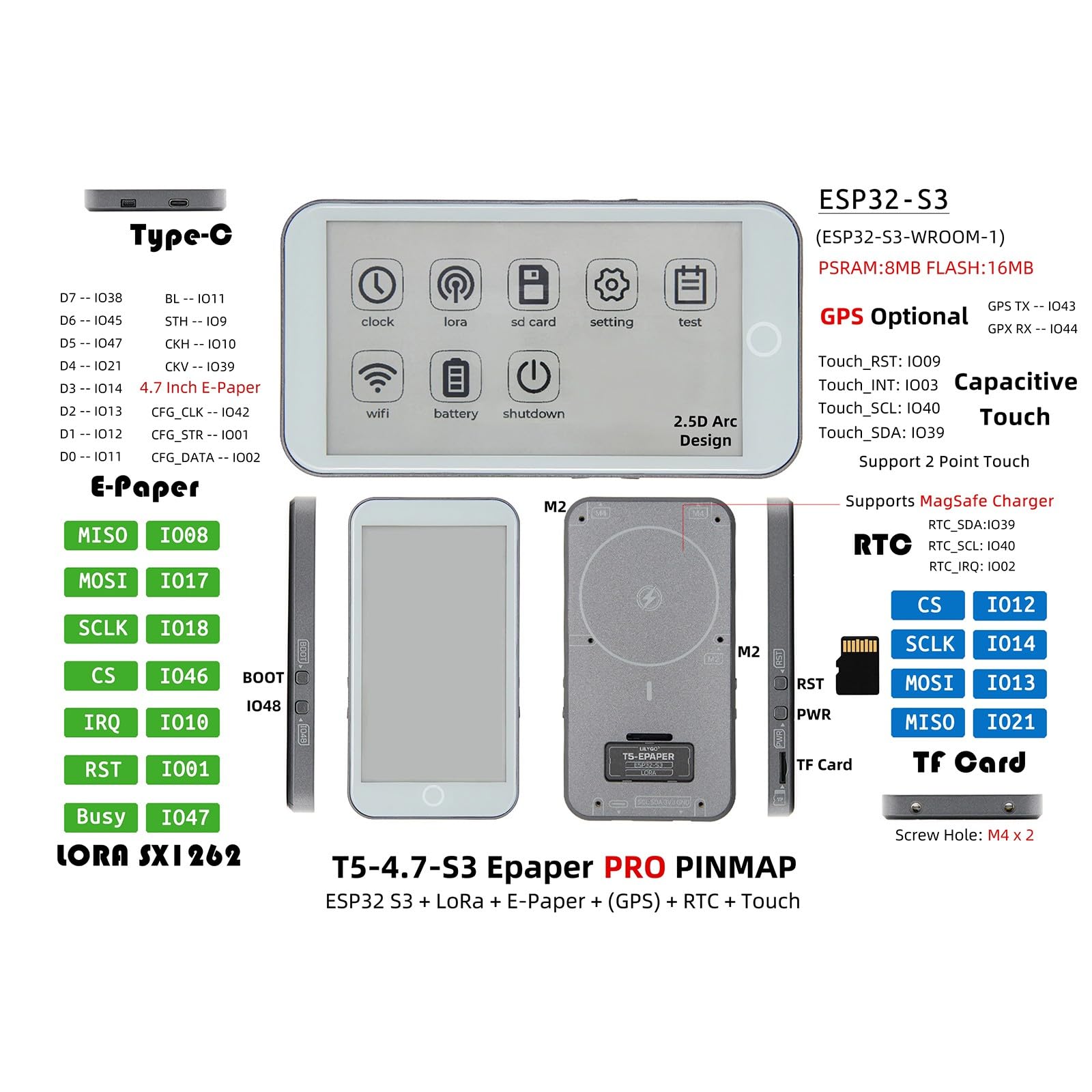 Para placa de desarrollo de papel electrónico de 4.7 pulgadas, conexión de 2.4 GHz, placa de desarrollo de baja potencia