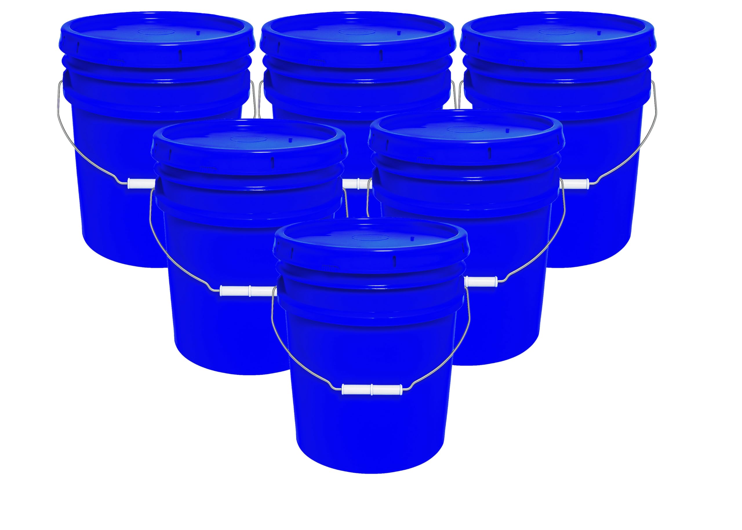 MKS Plastics Blue 5-Gallon Heavy-Duty Bucket with Airtight Lid, 6-Pack