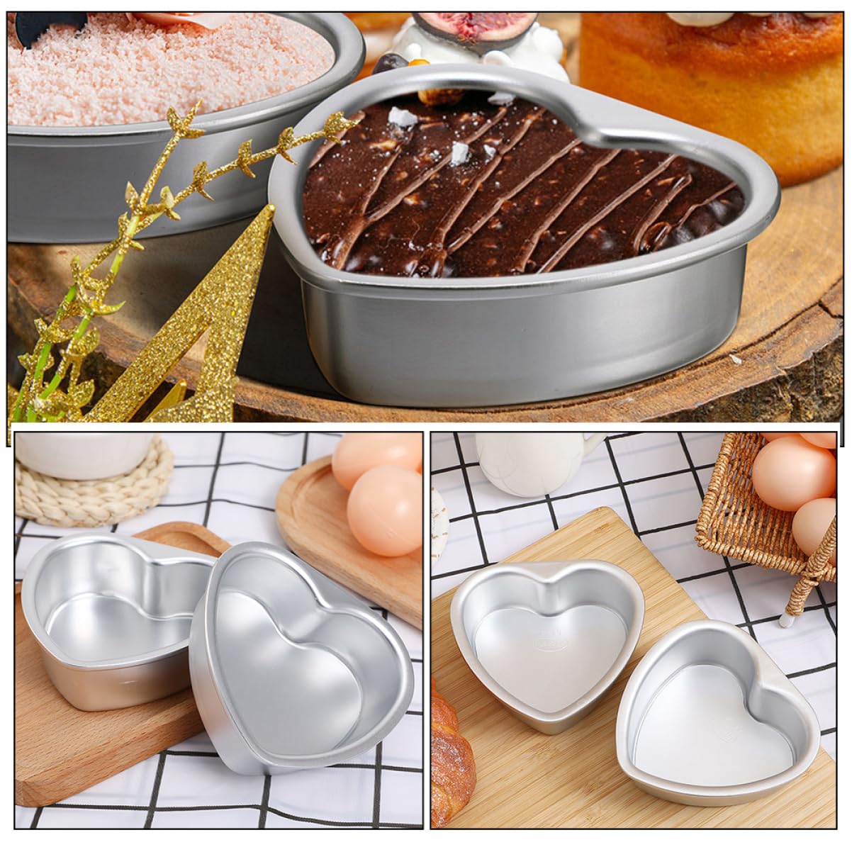 Alipis 10 Piezas Molde De Pastel De Corazón Molde Para Pasteles Bandeja De Hornear Bandeja Para Hornear Moldes Para Pasteles En Forma De Corazón Pan De Aleación De Aluminio