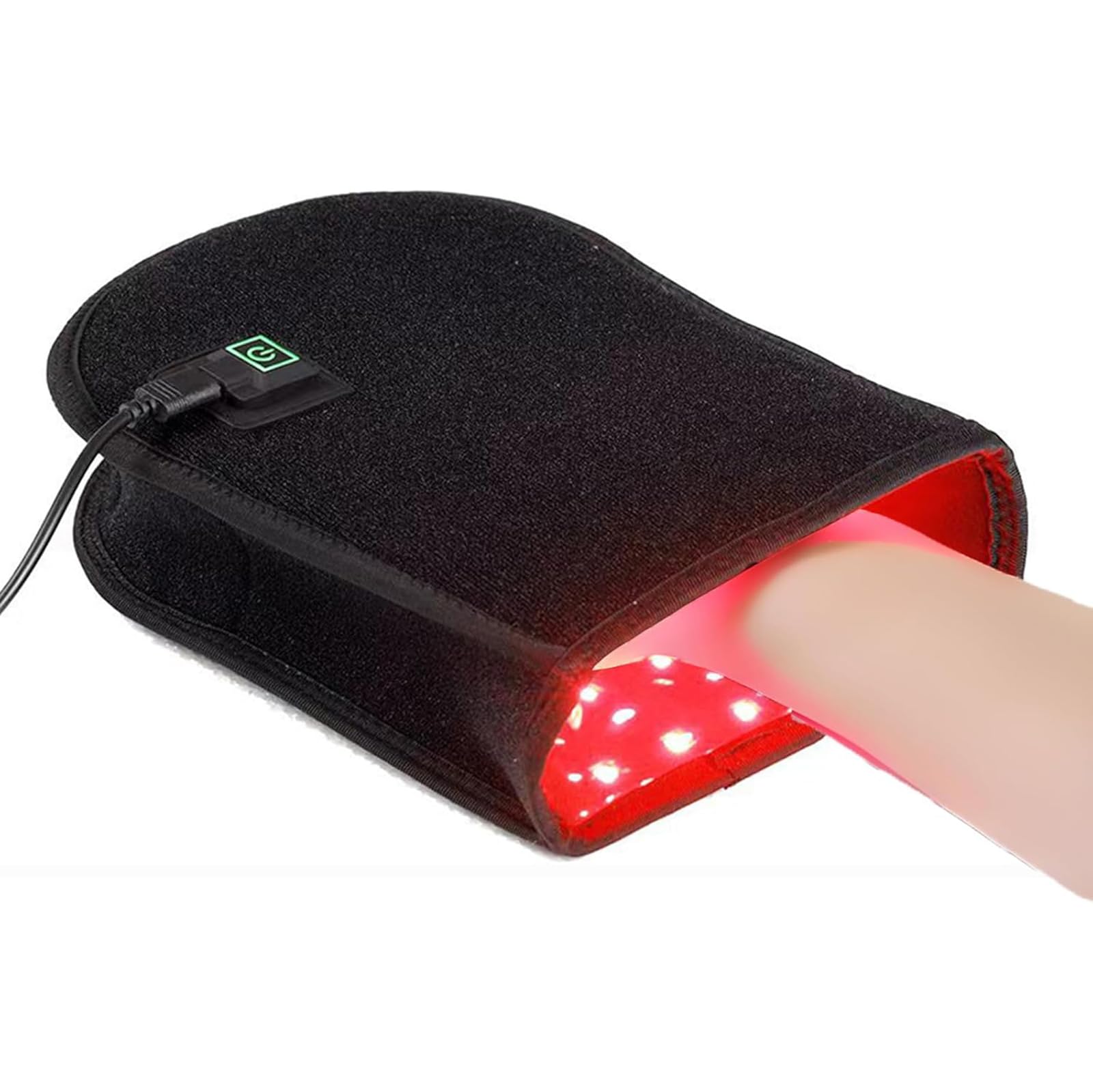 Rękawica z czerwonym światłem, jednokierunkowym urządzeniem do terapii LED, dwustronne leczenie, 60 sztuk światła LED 660 Nm + 30 sztuk 850 Nm, regulacja synchronizacji z trzema oczkami