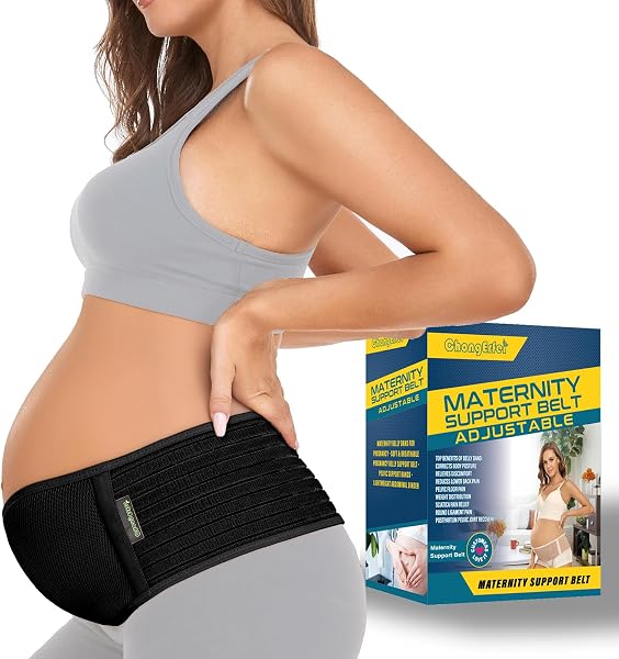 ChongErfei Pregnancy Belly Band Maternity Belt Back Support Abdominal Binder Back Brace - Relieve Back, Pelvic, Hip Pain for Pregnancy Recovery (Black, One Size) - 1