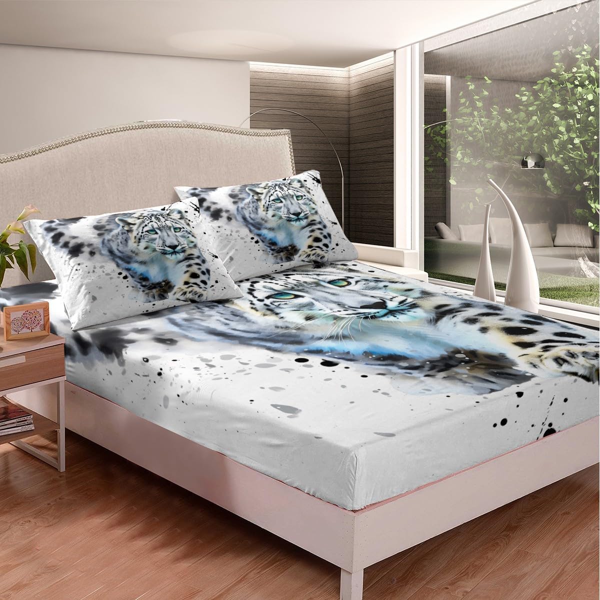 Feelyou Ocean Bed Sheet Set Tropical Palm Tree Sheets Hawaii Beach Theme Bedding Set Summer Vacation Sea Nature Theme Luxury Soft Fitted Sheet Bedroom Collection 3Pcs Full Size