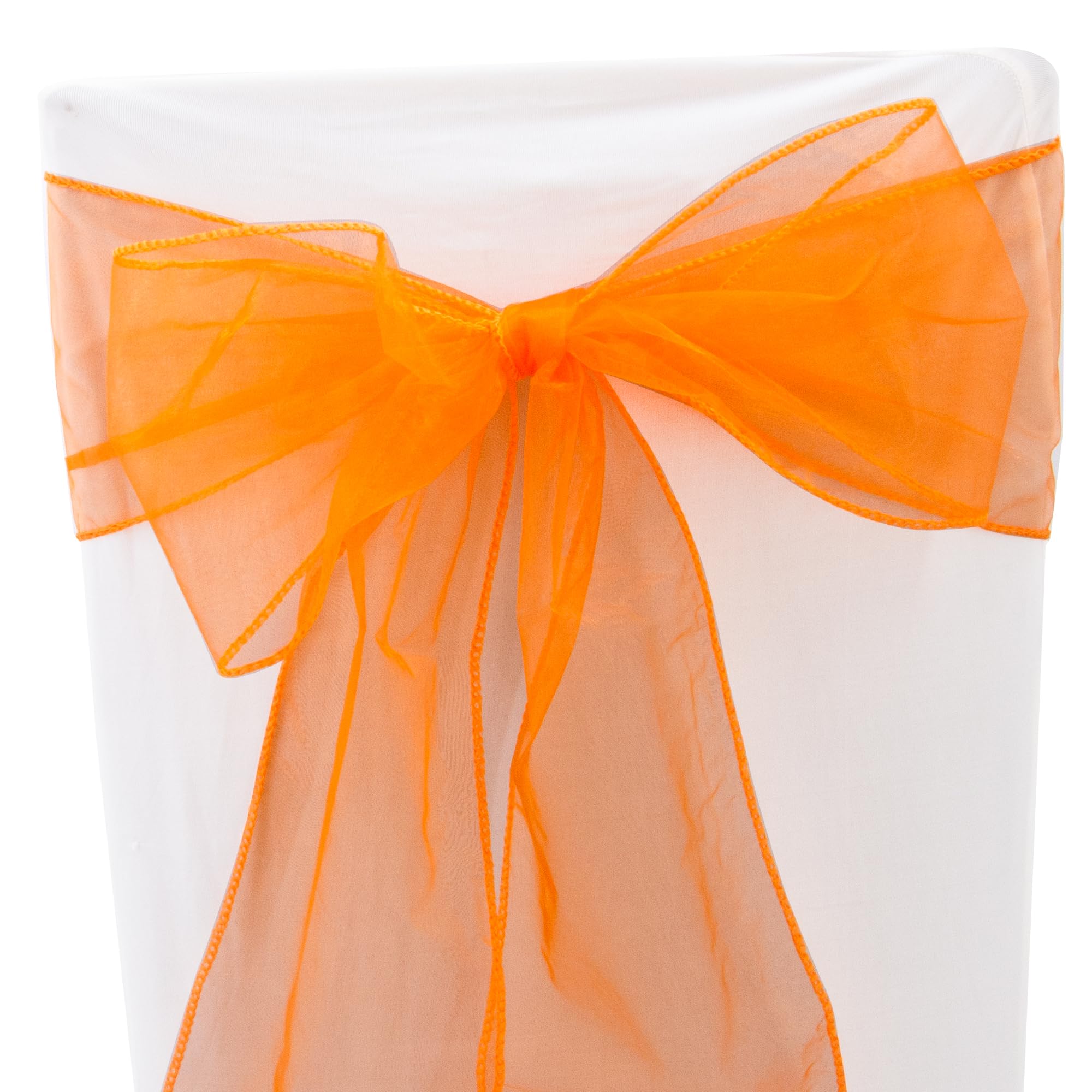 Time to Sparkle 60PCS 17x280cm Organza Chair Sashes Wider Fuller Cover Party Decoration Bow Sashes for Wedding -Burnt Orange