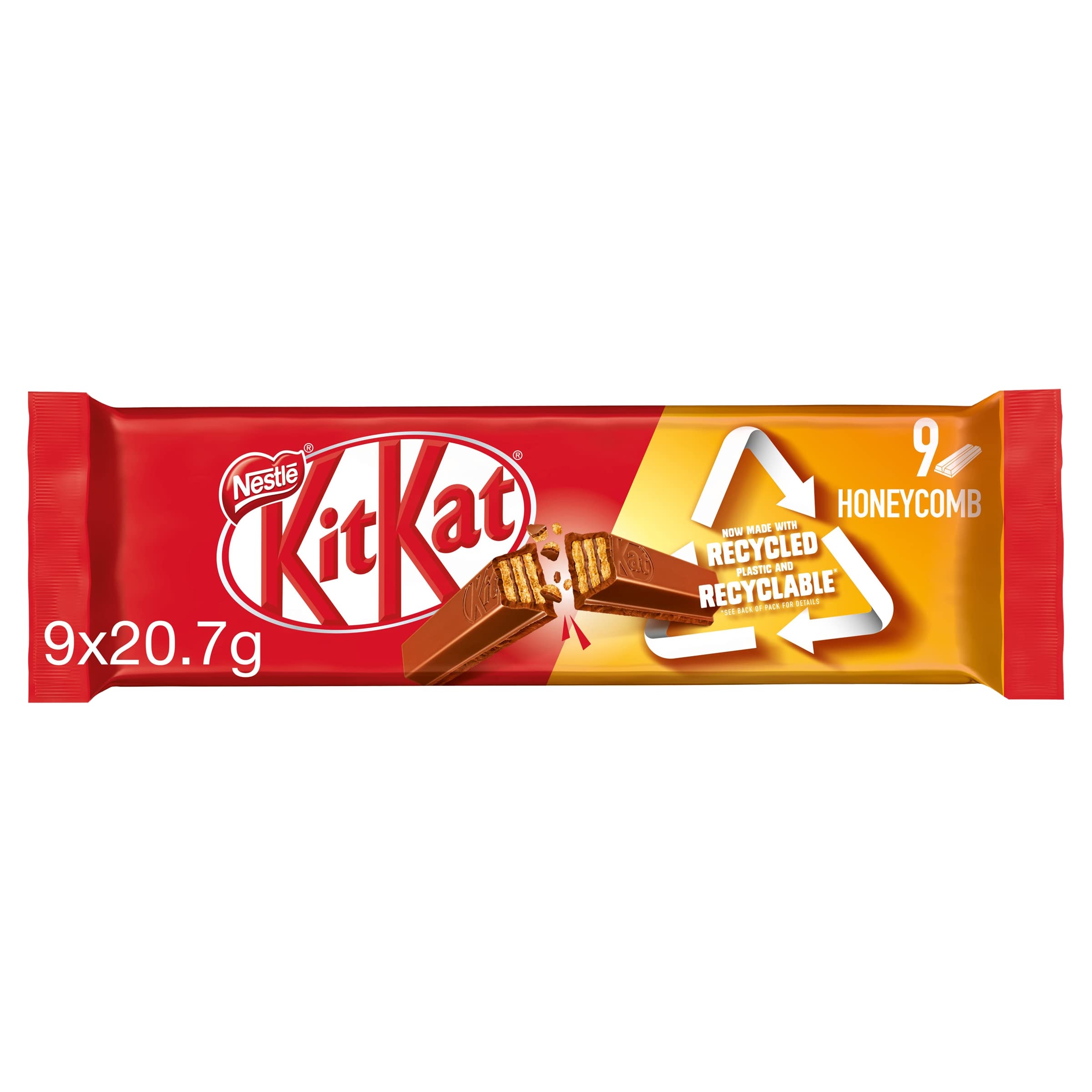 KIT KAT 2 Finger Honeycomb Milk Chocolate, 9 Bar Multipack (9 x 20.7g - 186.3 g)