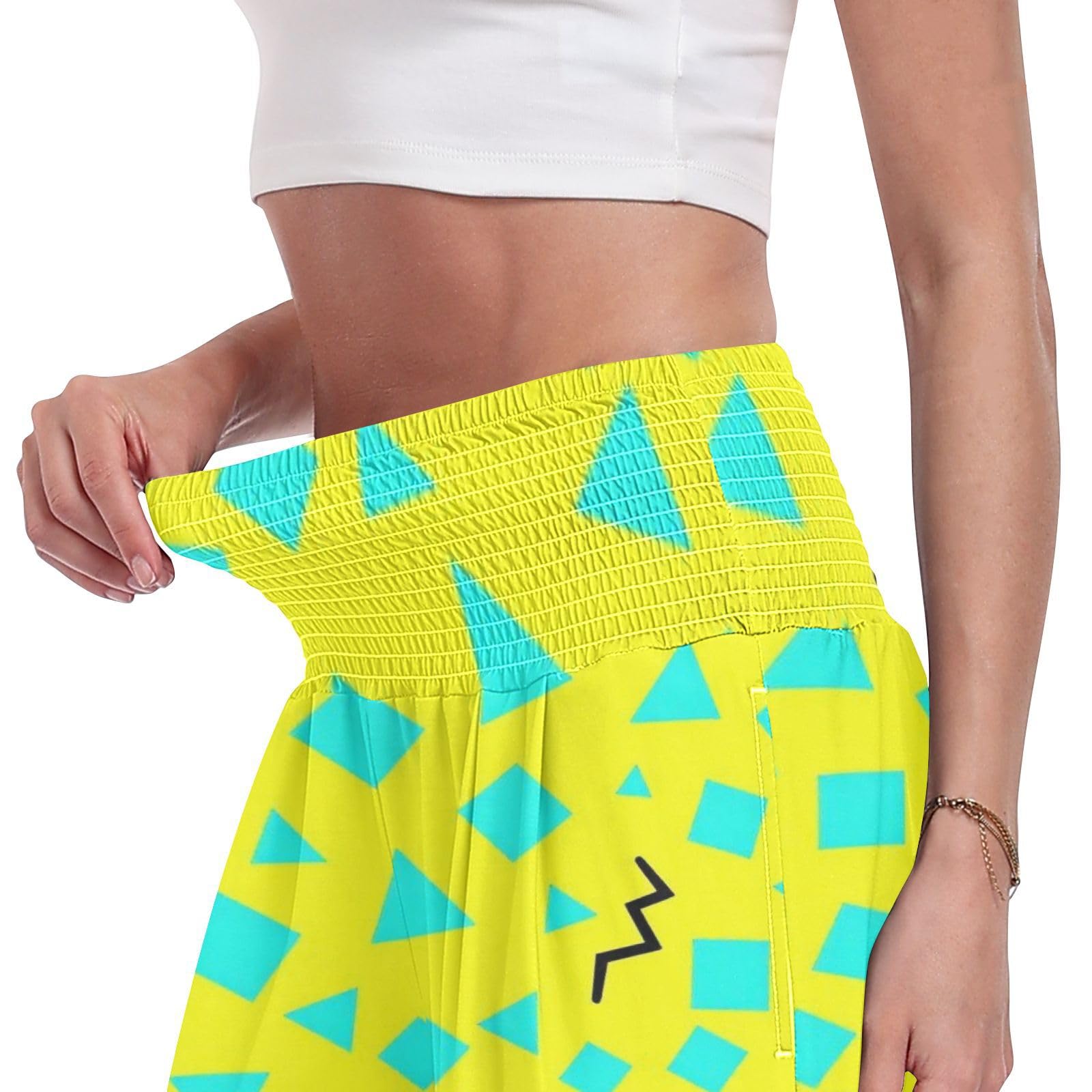 Neon Dazzle - Pantalones palazzos para mujer, resistentes a las arrugas, pantalones casuales de viaje