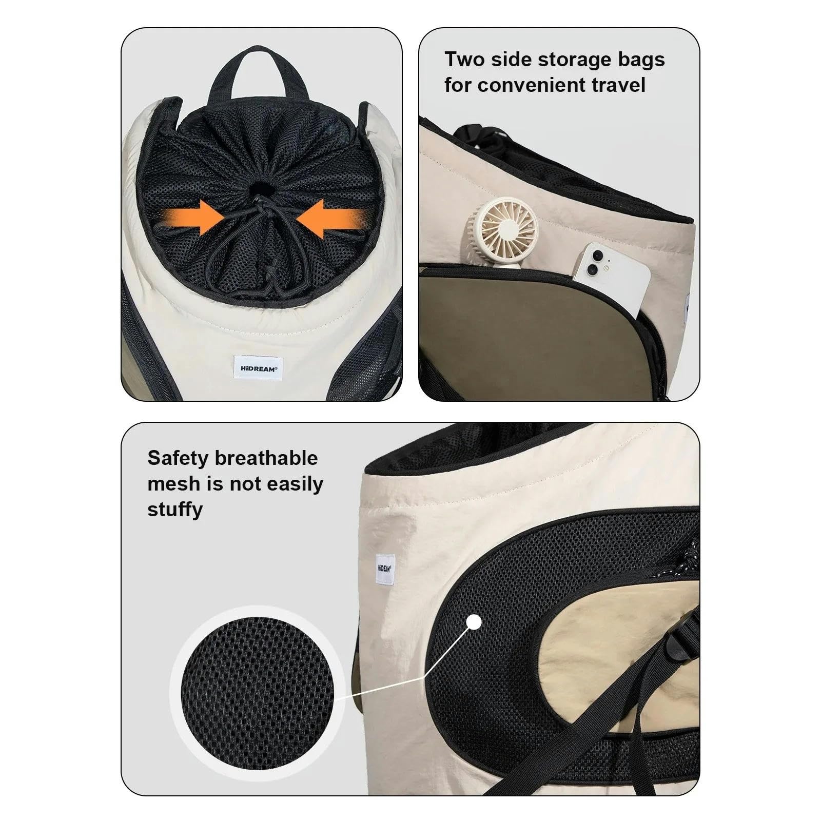 Zaino per Cani Cucciolo Gattino Percolare Roba Imbracatura per Carrello da Gatto da Gatto da Gatto da Gatto Traspirante con Spalla con Spalla Traspirante-Beige