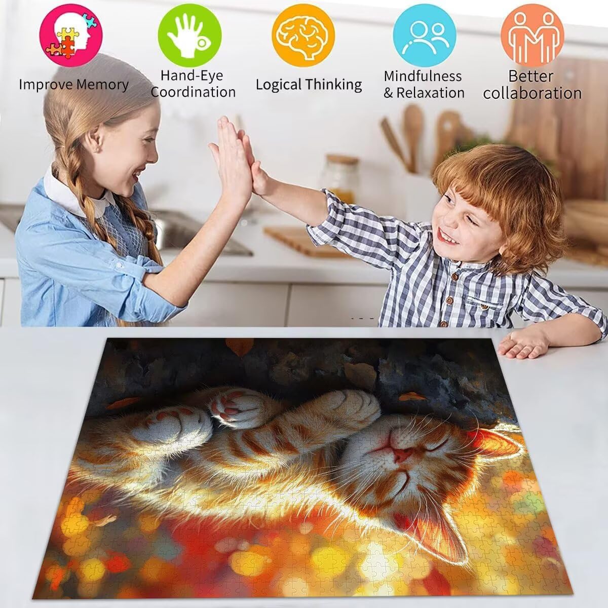 Puzzle Erwachsene 2000 Teile Katze Tier Educa Jigsaw für Kinder ab 8 Jahren Mädchen Jungen, Erwachsene Impossible Klassische Puzzles Schwer, Anspruchsvoll Spielspaß, Als Familienspiel 70x99cm t-652