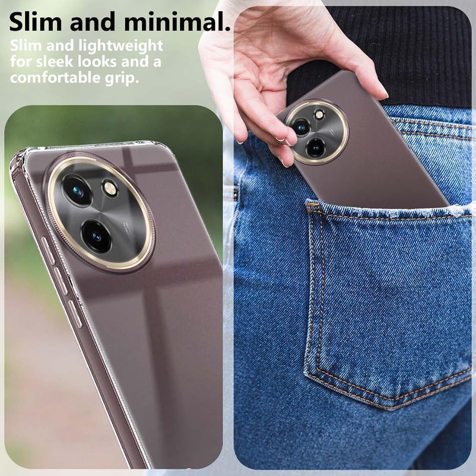 Image of NISHTECH for Vivo T3X 5G (2024) Premium Transparent Hybrid Soft Slim Dust Proof Back Case Cover Silicone with Camera Protection