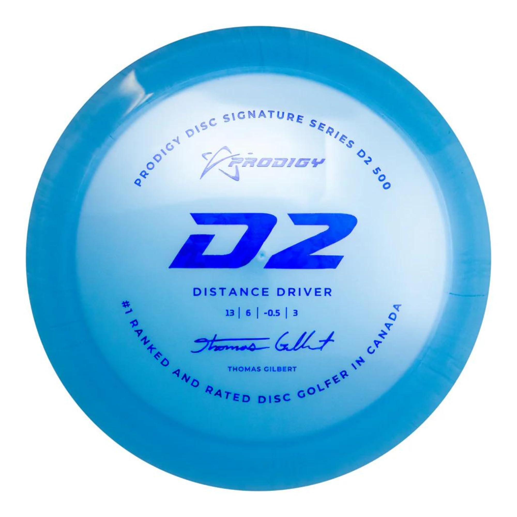 Prodigy Disc D2 500 Plastic - Thomas Gilbert 2022 Signature Series | Overstable Golf Distance Driver | Great Grip in All Conditions | Designed for Strong Throwers | Colors May Vary (170-174g)