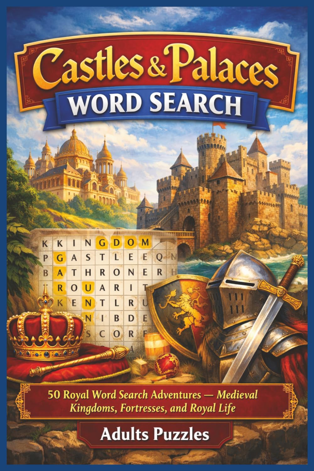 Castles & Palaces Word Search: 50 Royal Word Search Adventures — Medieval Kingdoms, Fortresses, and Royal Life Adults Puzzles (Word search books collection)