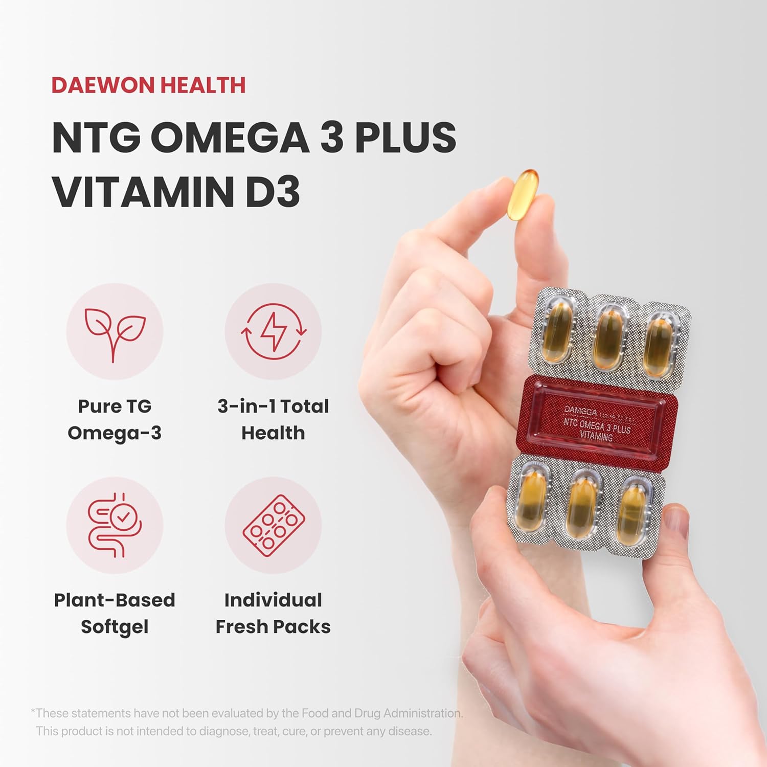 NTG Omega 3 Plus Vitamins – Vegan Algal Oil with Vitamin D3 & E, High Purity TG DHA EPA, Heart Brain Eye Bone Health Support, Solvent-Free Water Extraction (30 Softgels x 1020mg)