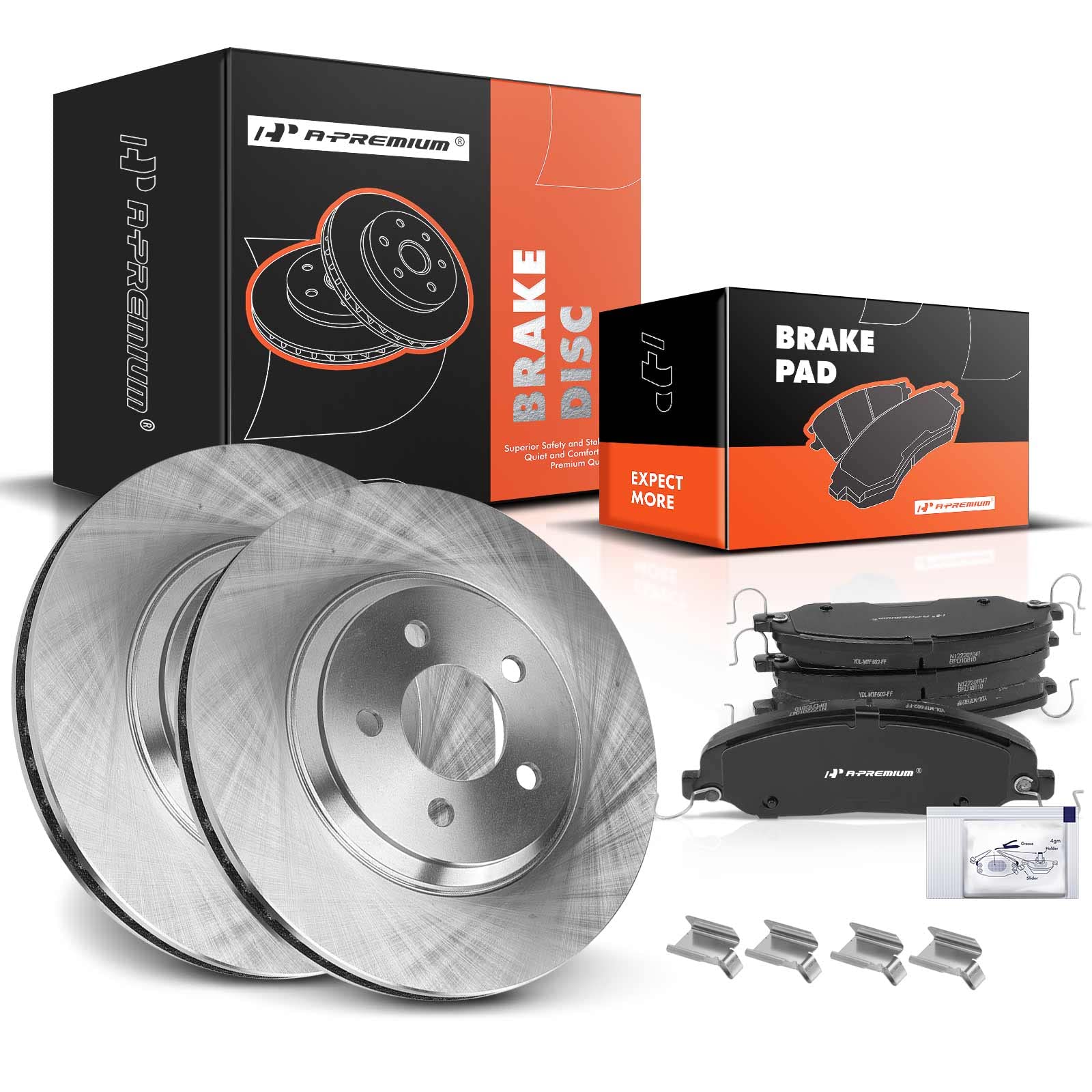 A-Premium 12.45 inch (316.2mm) Front Vented Disc Brake Rotors + Ceramic Pads Kit Compatible with Select Ford Models - For Mustang 2005-2009 4.6L, Mustang 2010 4.0L/4.6L, Mustang 2011 3.7L, 6-PC Set
