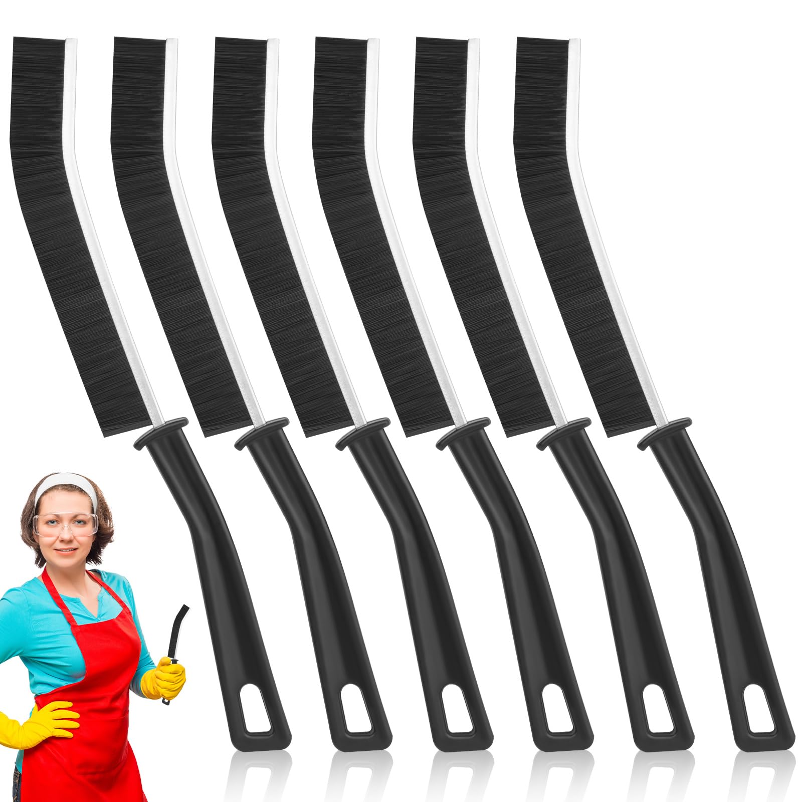 6Pcs Crevice Cleaning Brush,Hard Bristle Crevice Cleaning Brush,Multi-Purpose Gap Cleaning Brushes for Kitchen Sinks,Tubs,Showers,Windows,and Tight Spaces