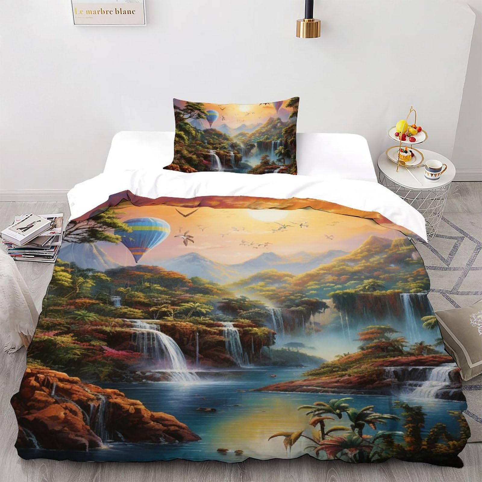Housse de couette forêt tropicale lit simple microfibre lavable