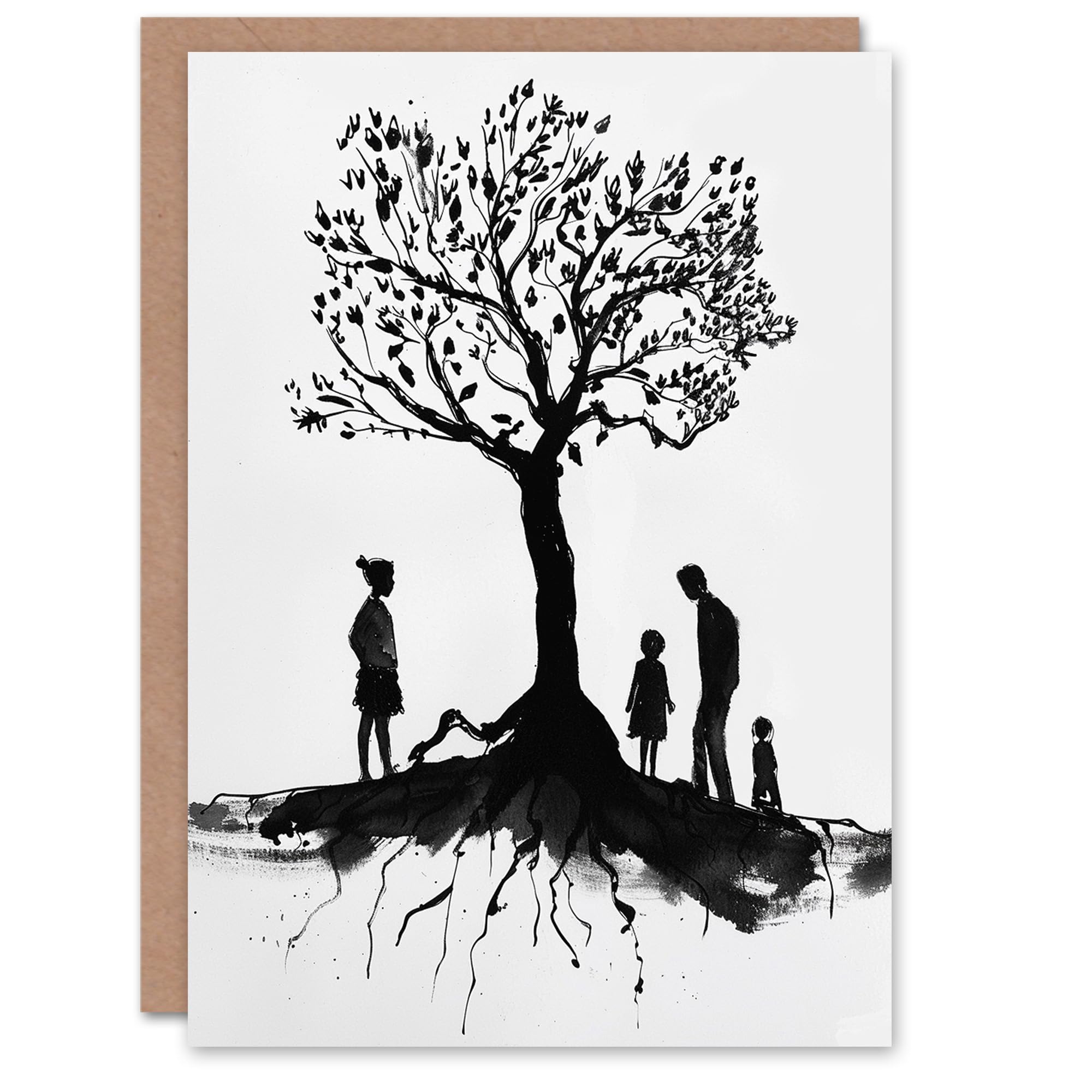 Artery8 Family Roots Elegant Black White Conceptual Art Blank For Him Or Her Art Birthday Card