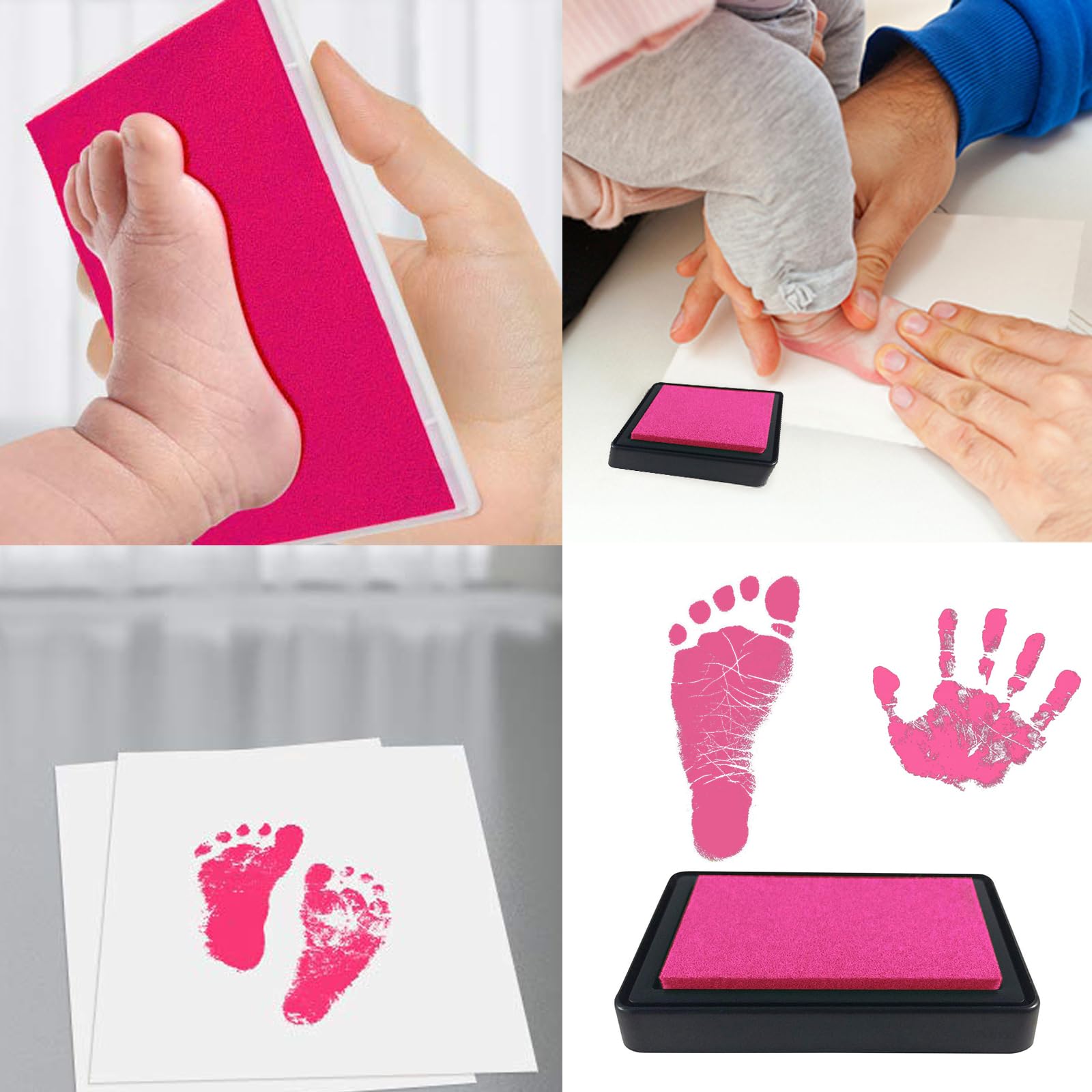 VICZON Baby Footprint Handprint, Baby Ink Pad, Reusable Ink Pad, Easy to Wipe Clean (Hot Pink), inch - Image 4