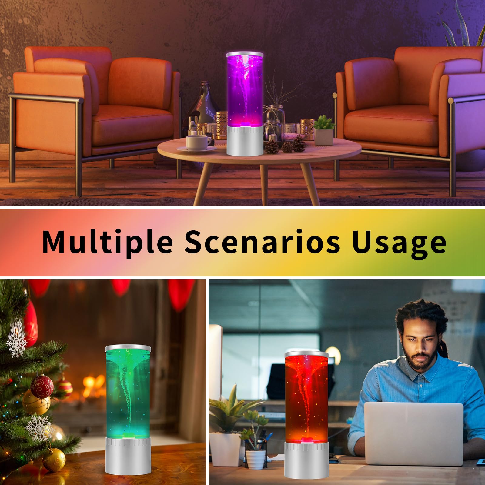 Lámpara de tornado y luz nocturna: movimiento fascinante y brillo suave para relajación y ambiente 5
