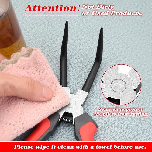 Miniatura 7 de SPEEDWOX Alicates de anillo de presión de cilindro maestro interno, removedor de anillo interno de 90 grados, anillo de retención de nariz doblado