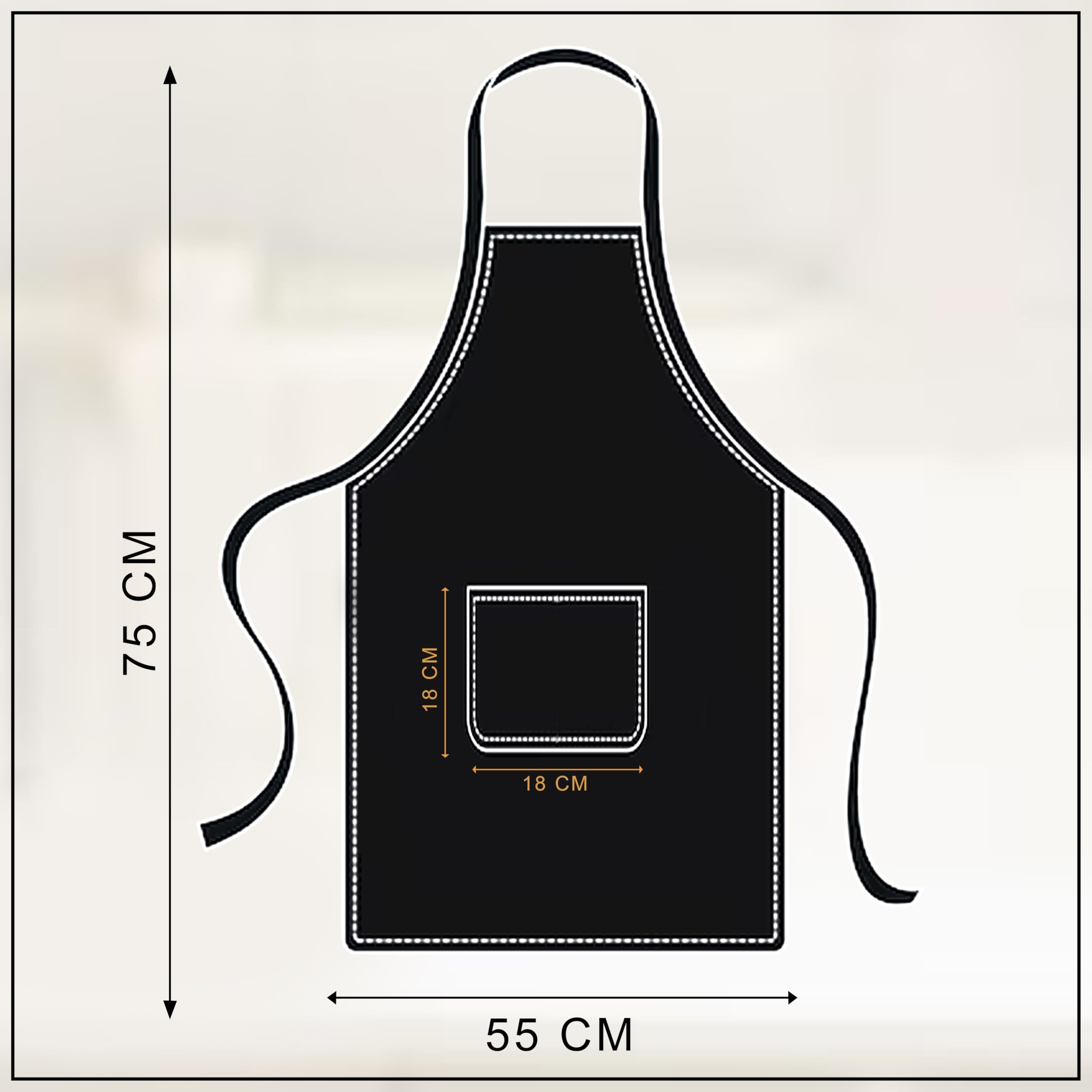 GLUN® Delantal de cocina unisex a cuadros azules y blancos, parte trasera impermeable con bolsillo central y cuello ajustable