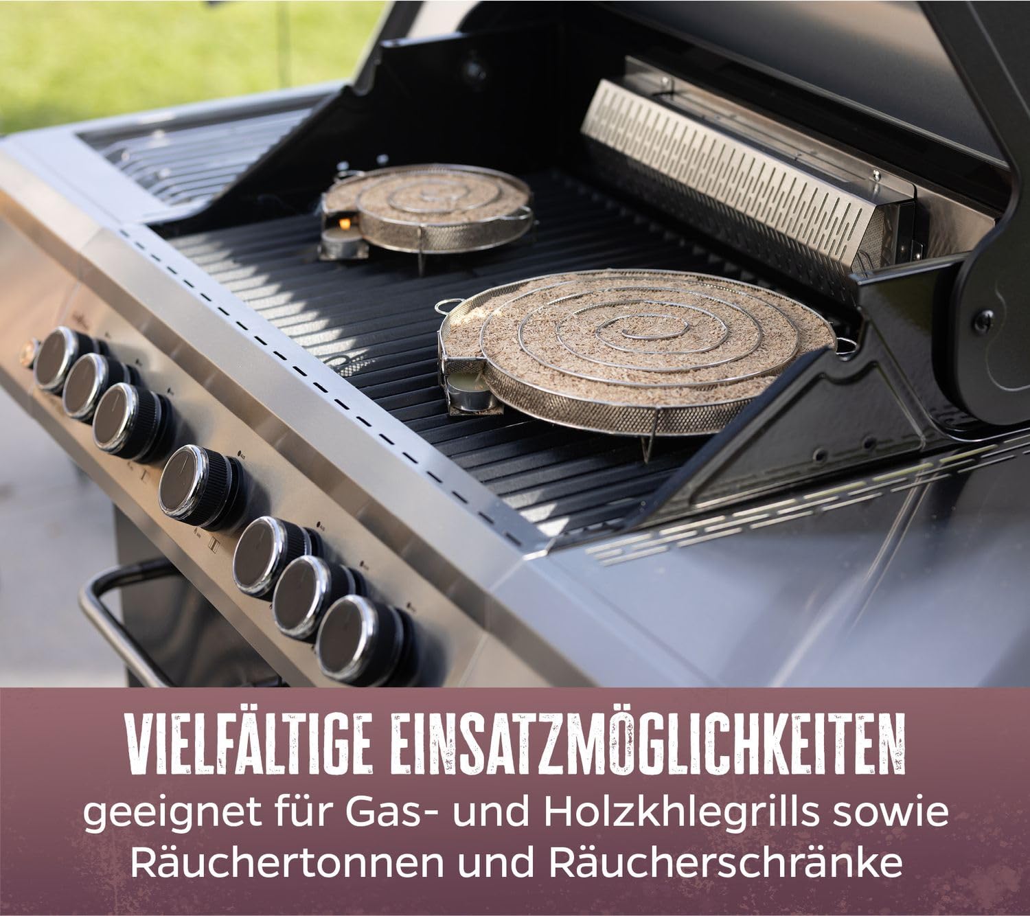 Grillfürst Kaltrauchgenerator - Rauchschnecke aus Edelstahl, runder Kaltraucherzeuger für Gas- und Kohlegrill sowie Räucherofen, XXL ø 31 cm