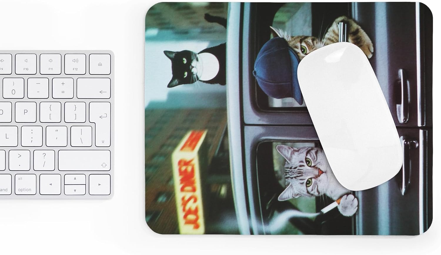 Mousepad Funny Cat Gangster Meme with Gun and Cigarette Retro Humor Parody Design Hilarious Animal Desk Accessory Offensive Cartoon Style Computer Mouse pad Novelty Gaming Mouse Mat Edgy Office image 5